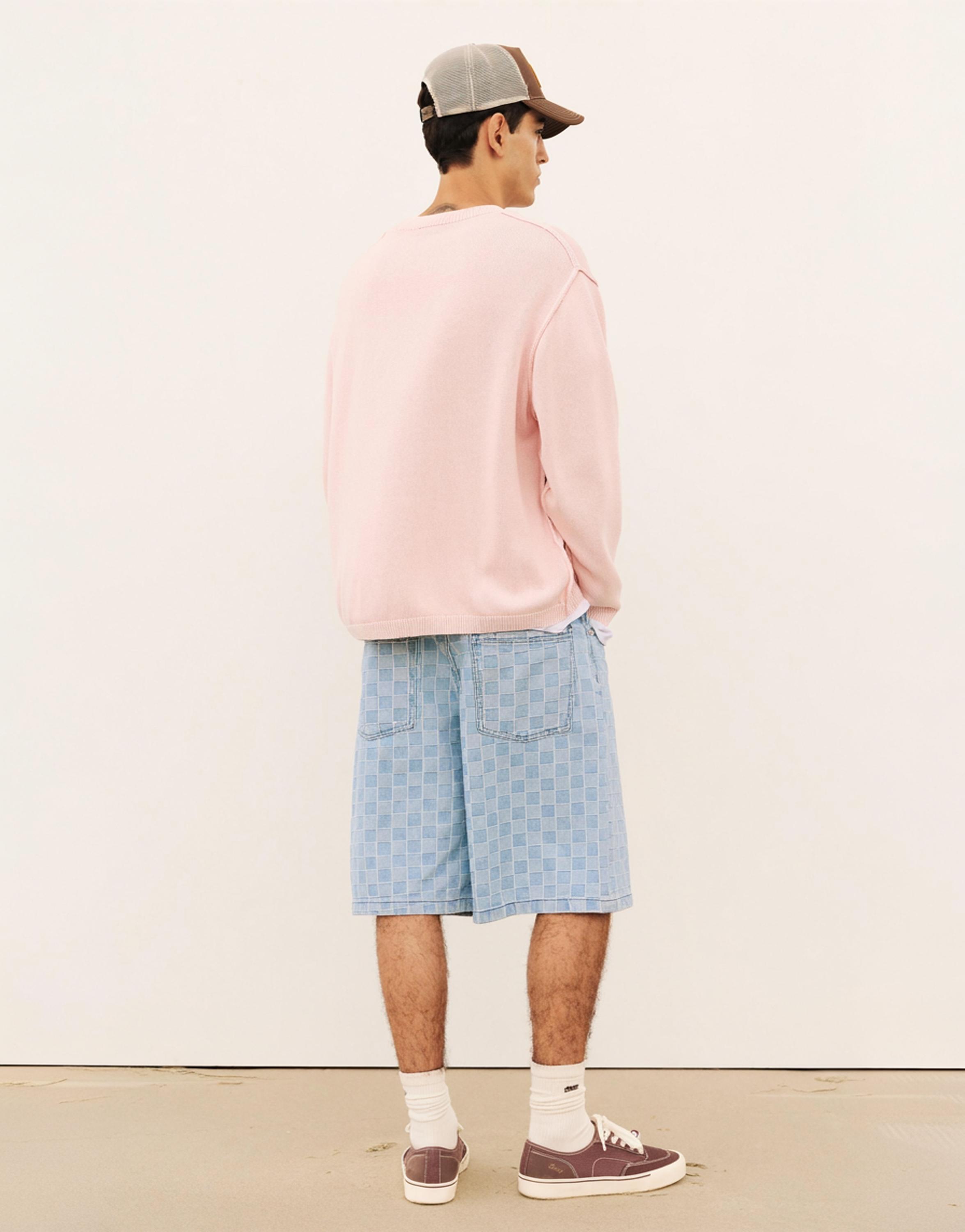 Kareli denim bermuda - Görsel 10
