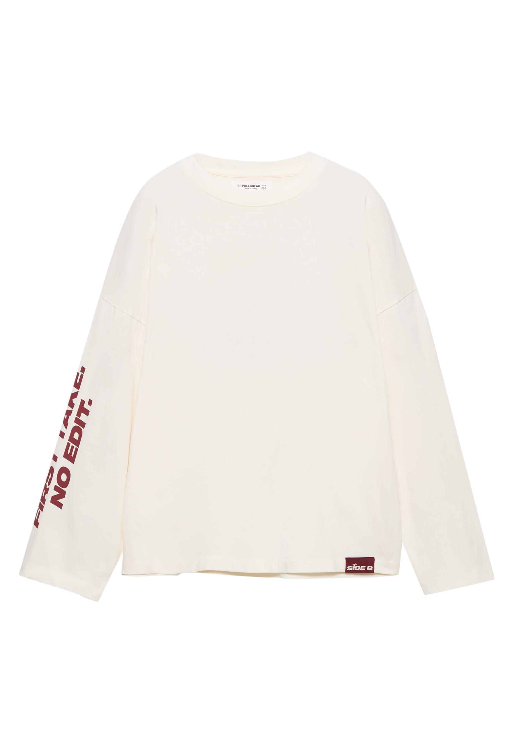 Grafik baskılı beyaz t-shirt - Görsel 3