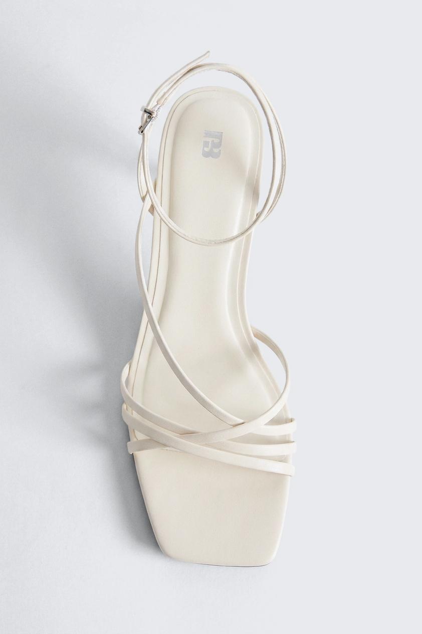 Strappy high-heel sandals — Ecru