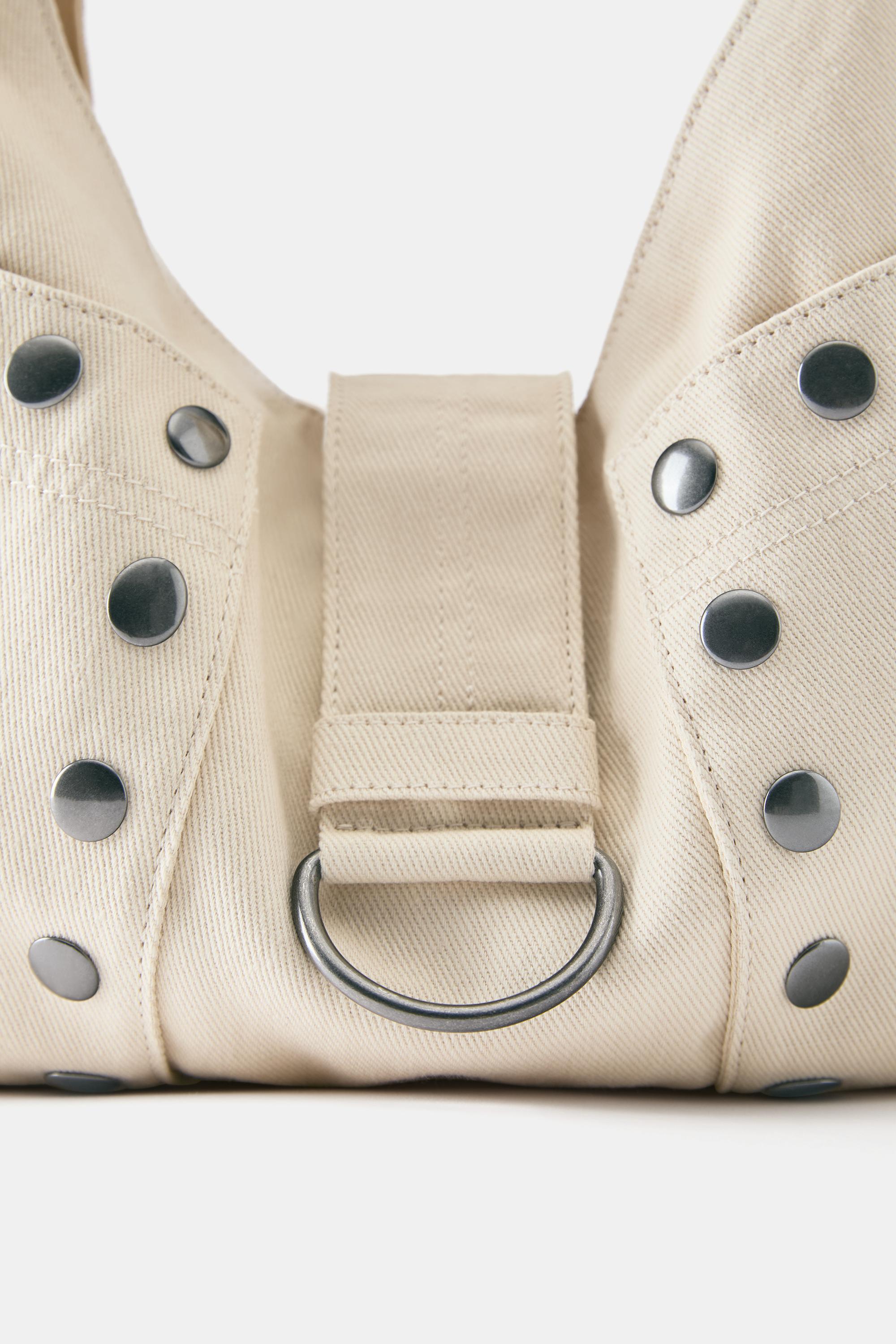 Studded shoulder bag — Ecru