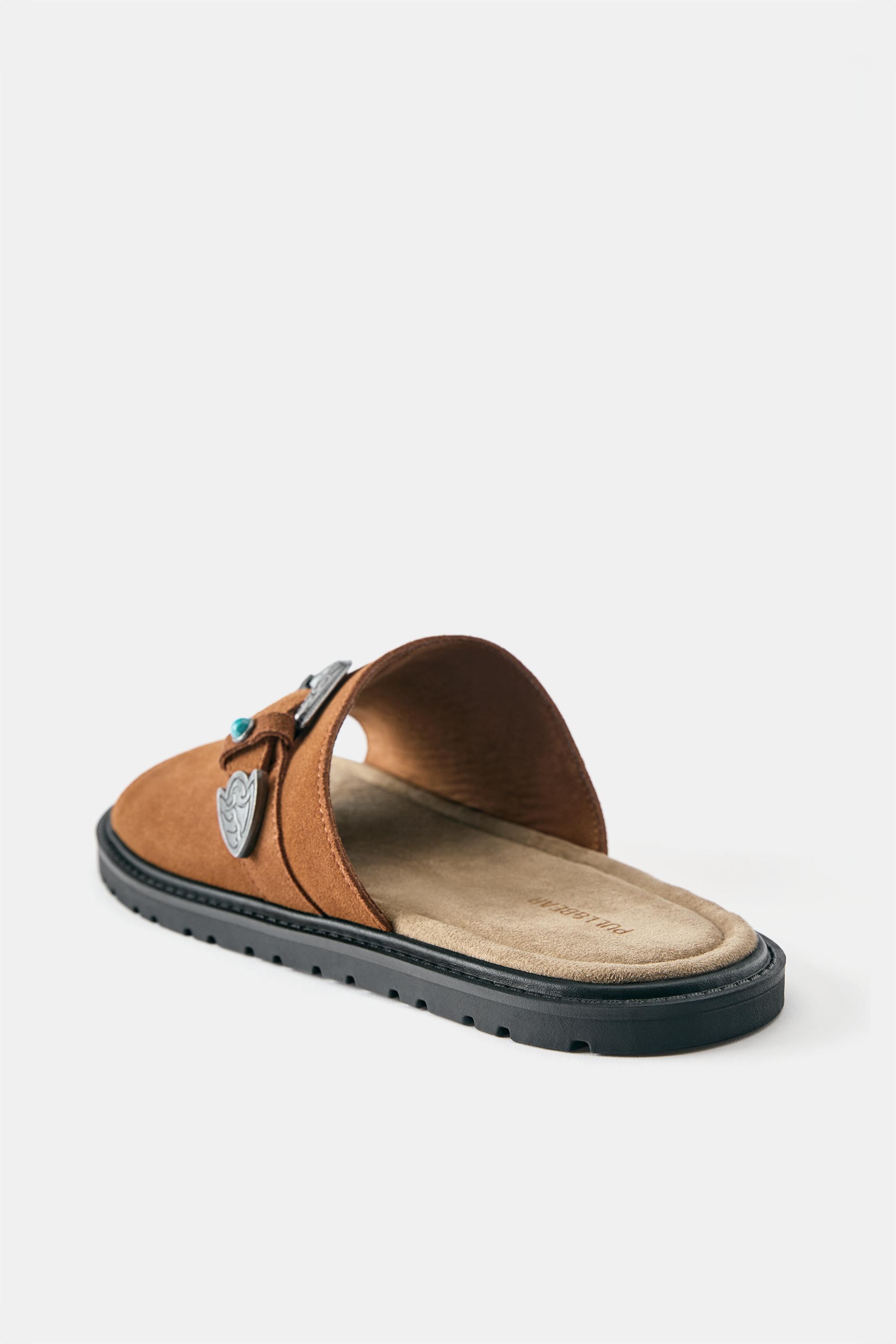 Leather cowboy sandals — Brown