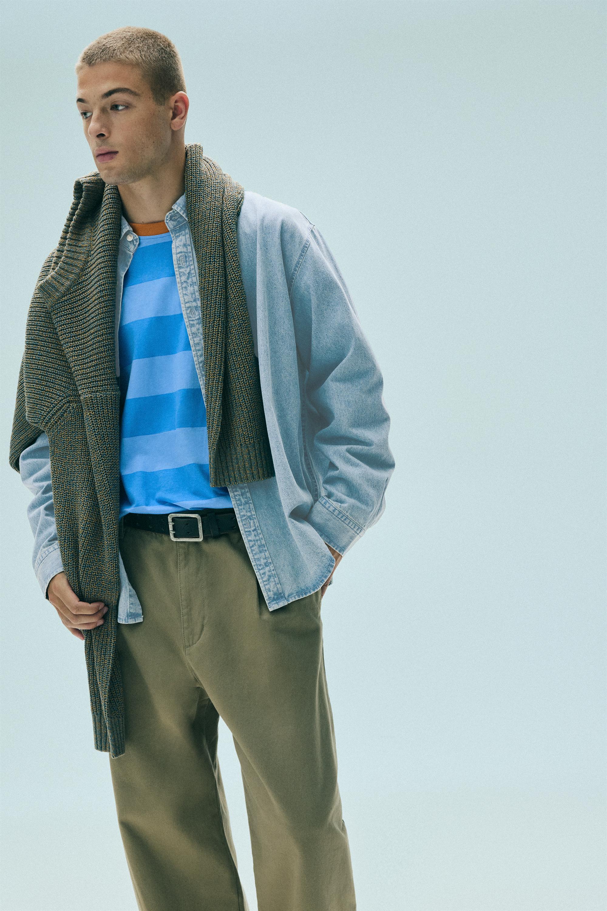 Pull&Bear Uzun kollu kot gömlek görsel 5
