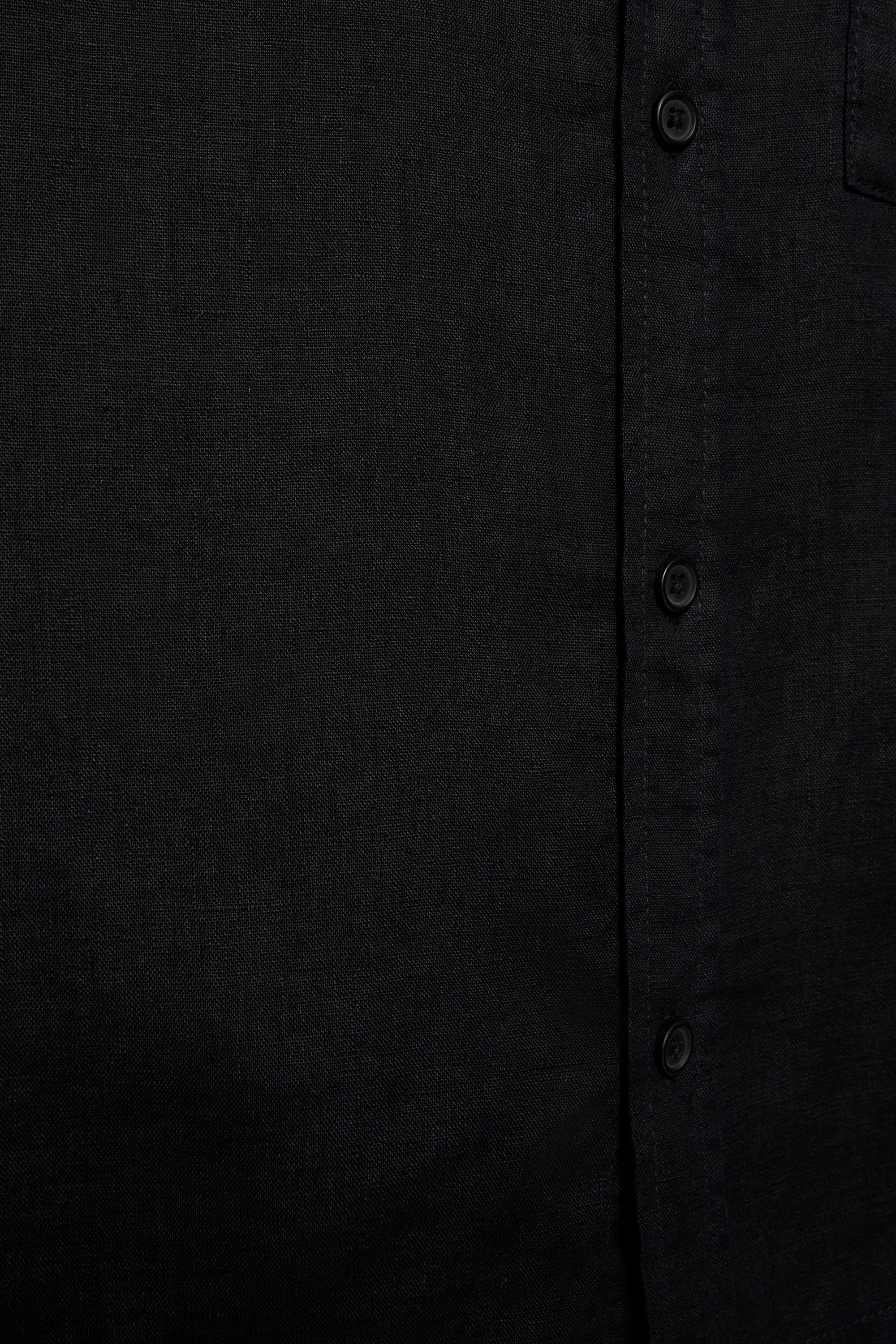 100% linen short sleeve shirt — Black