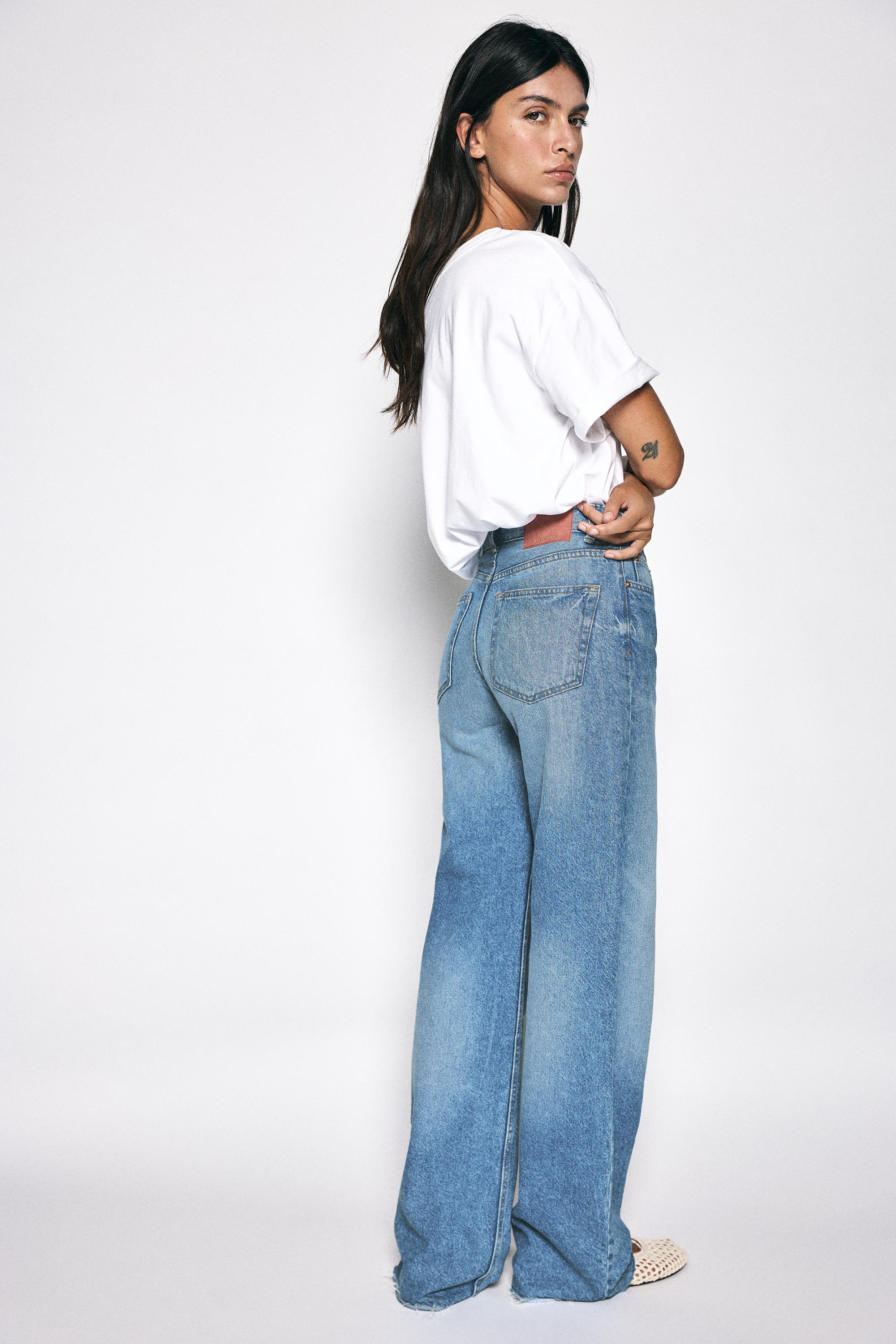 High-waist wide straight-leg jeans — Indigo