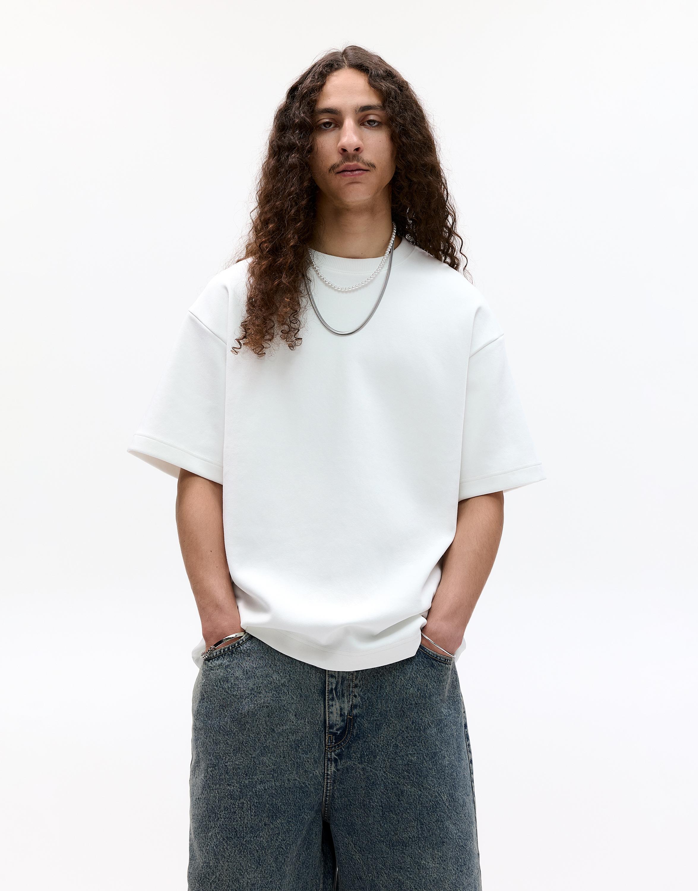 Basic short sleeve sweatshirt — Off white
