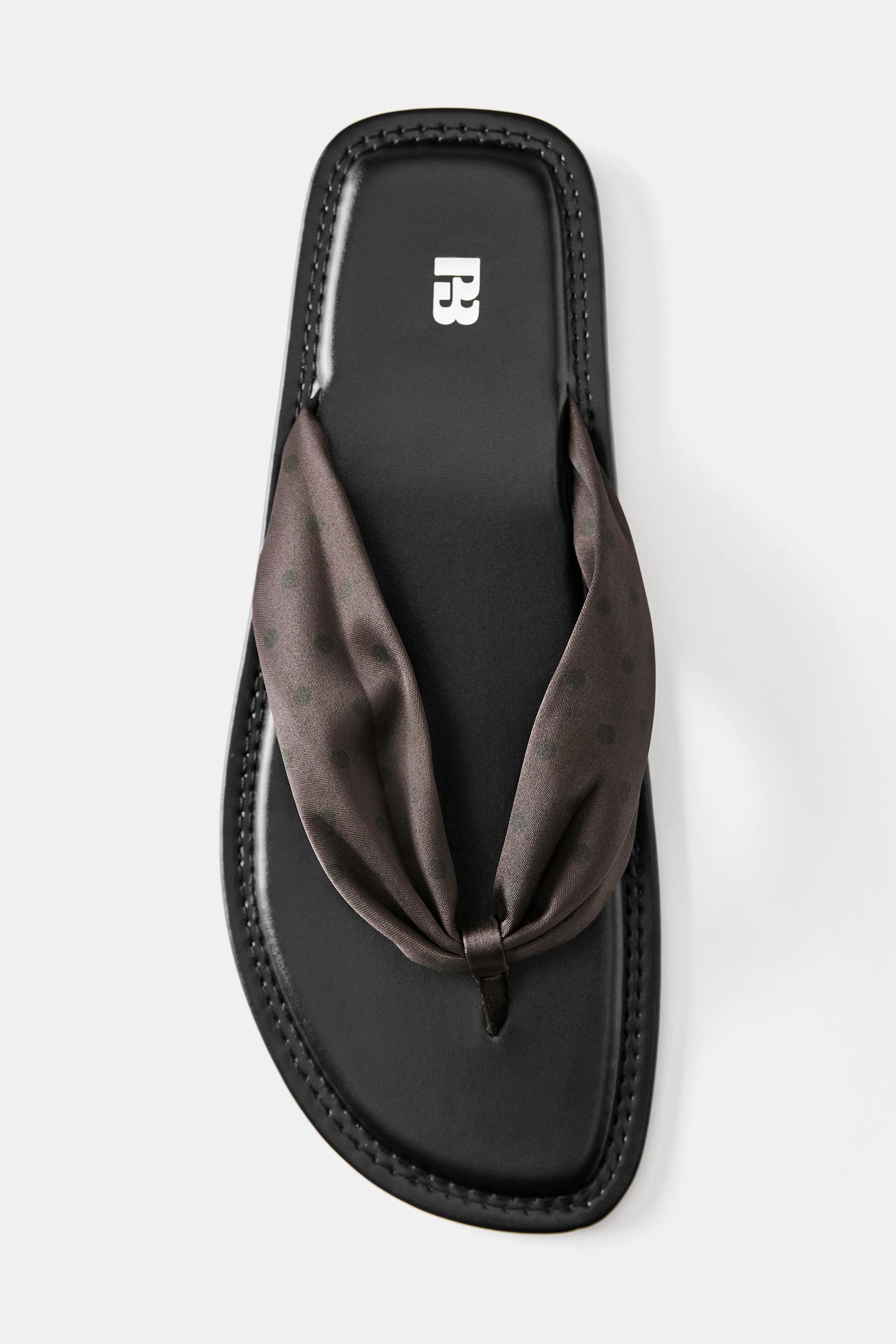 Polka dot flat slider sandals — Brown