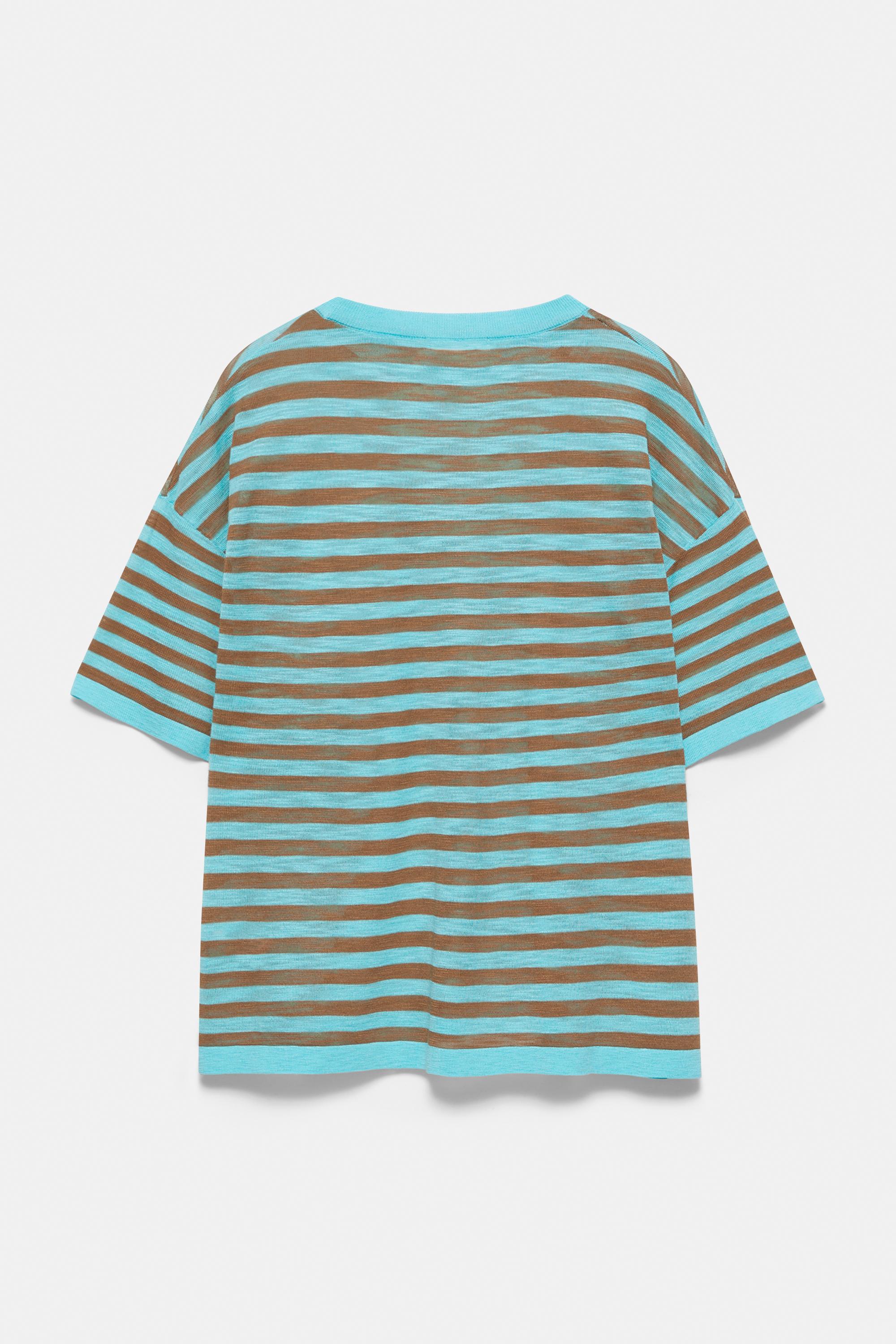 Striped knit T-shirt — Turquoise