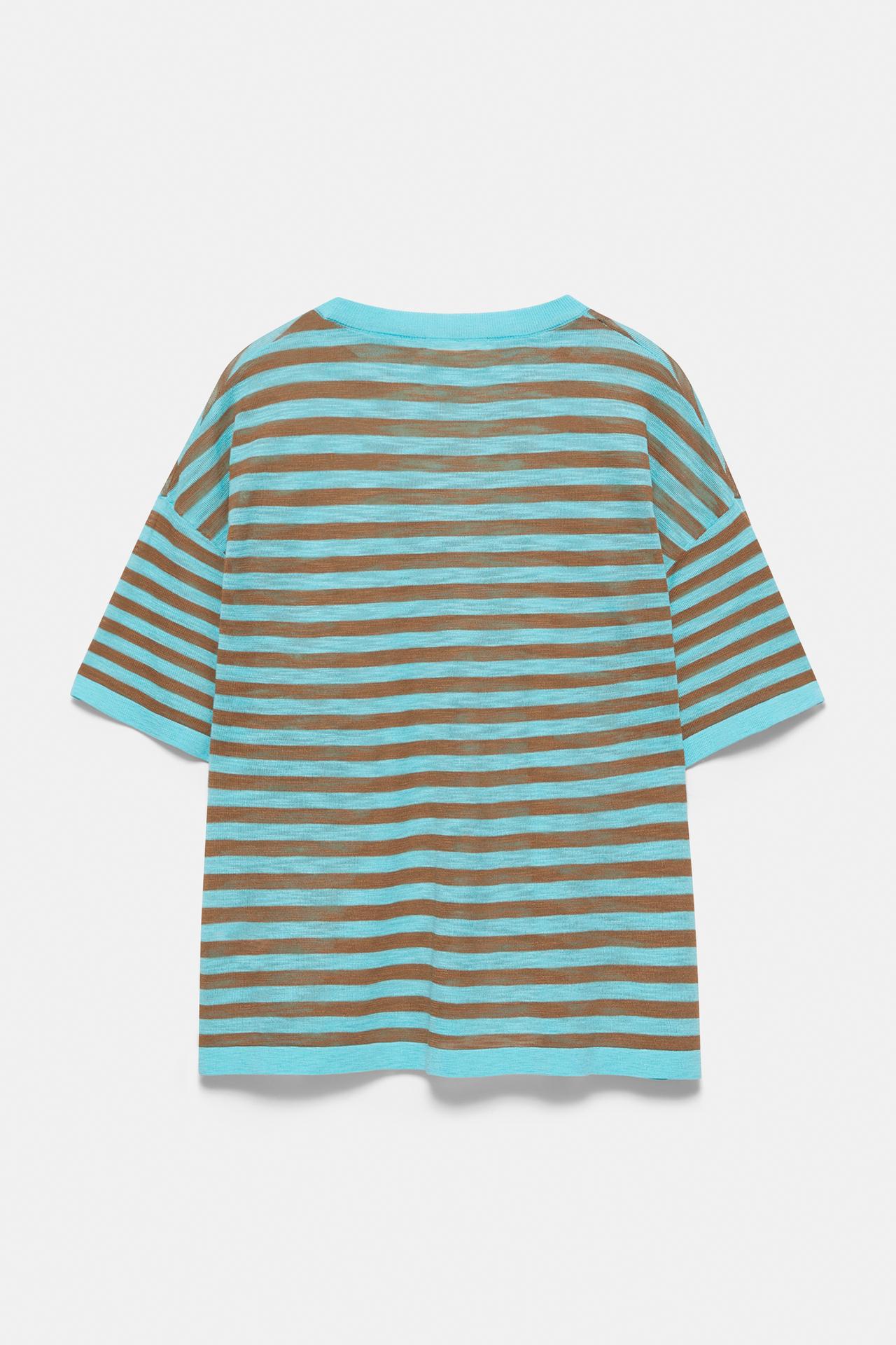 Striped knit T-shirt — Turquoise