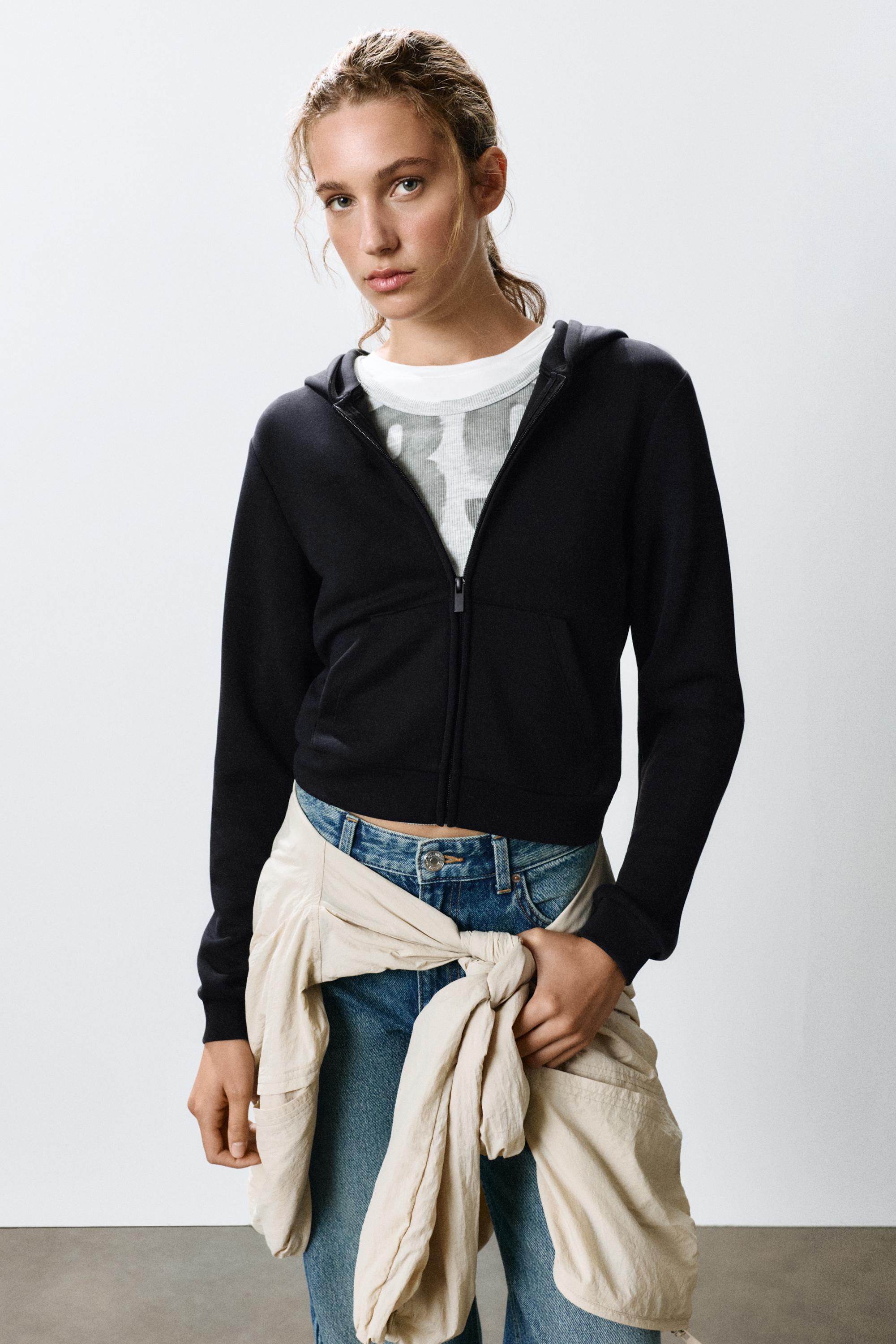 Zip-up hooded sweatshirt — Black