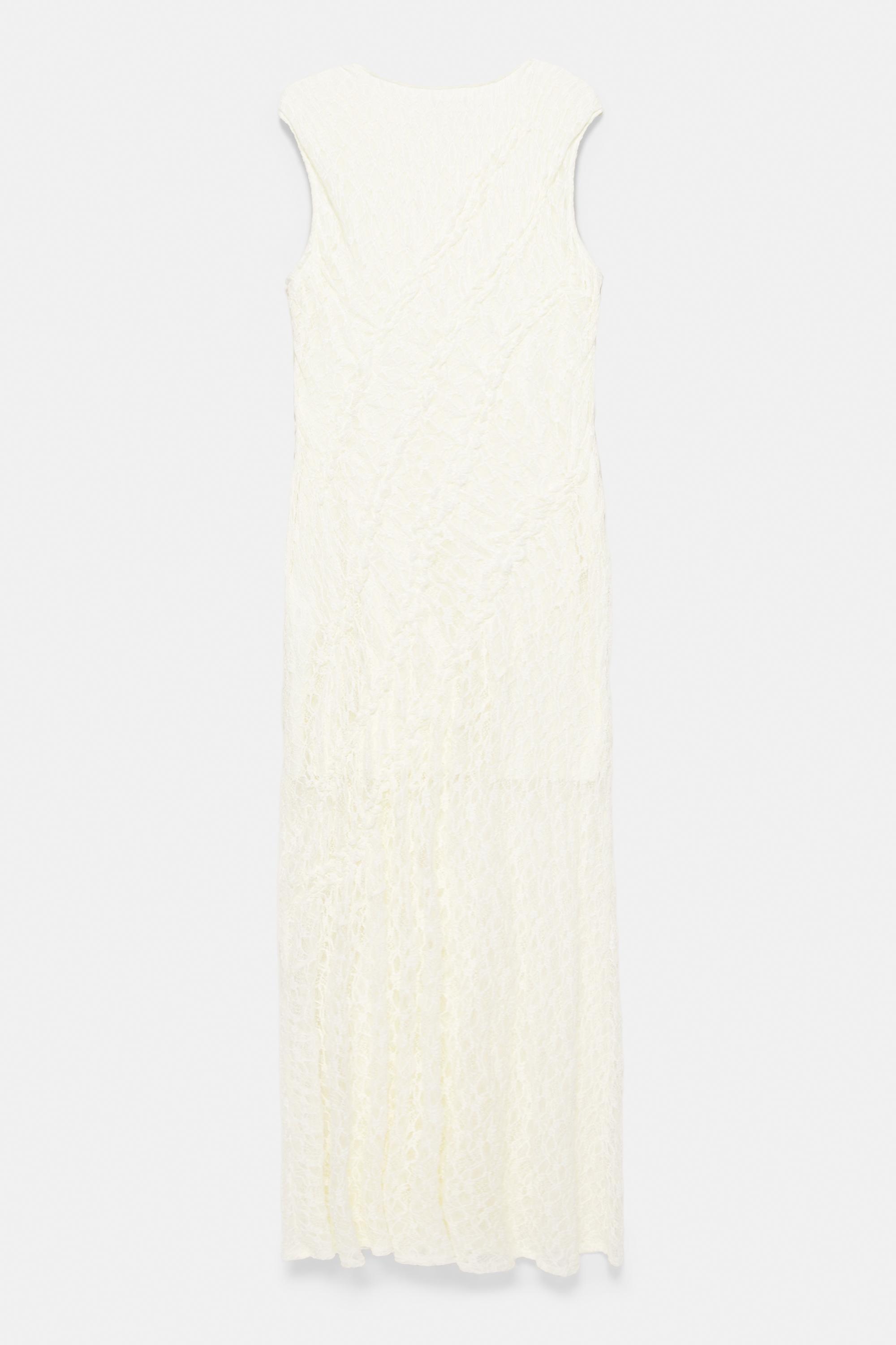 Fitted lace midi dress — Ecru