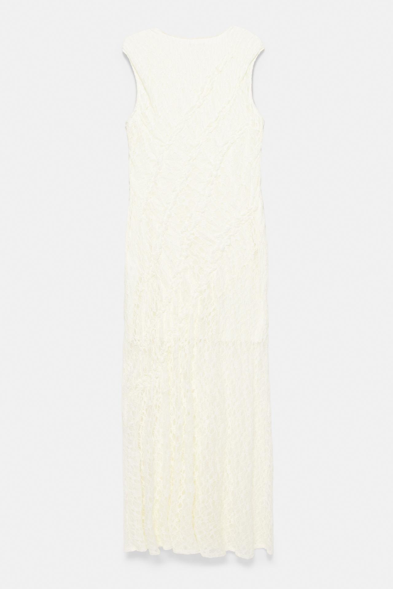 Fitted lace midi dress — Ecru