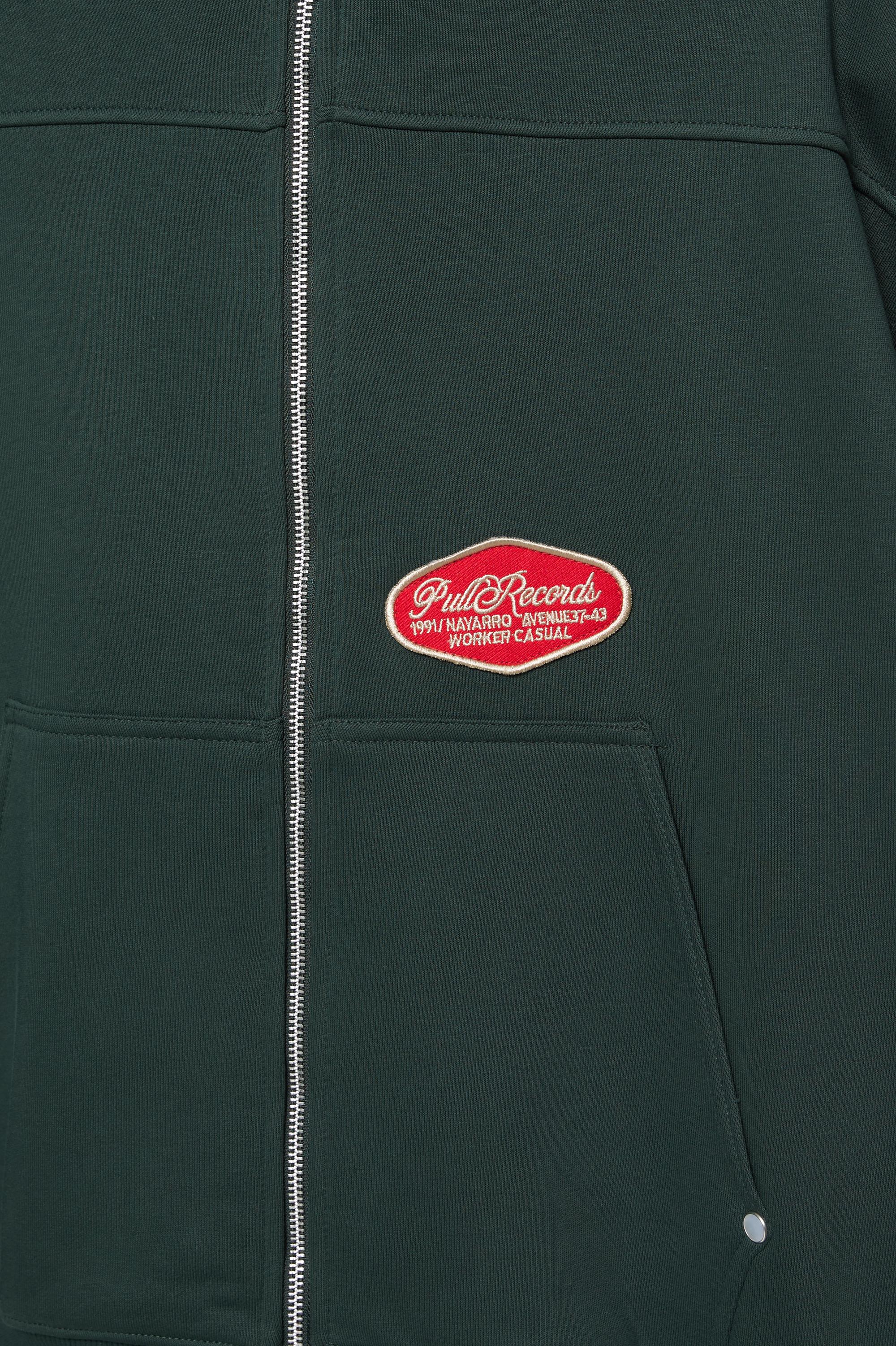 Yamalı fermuarlı kapüşonlu sweatshirt