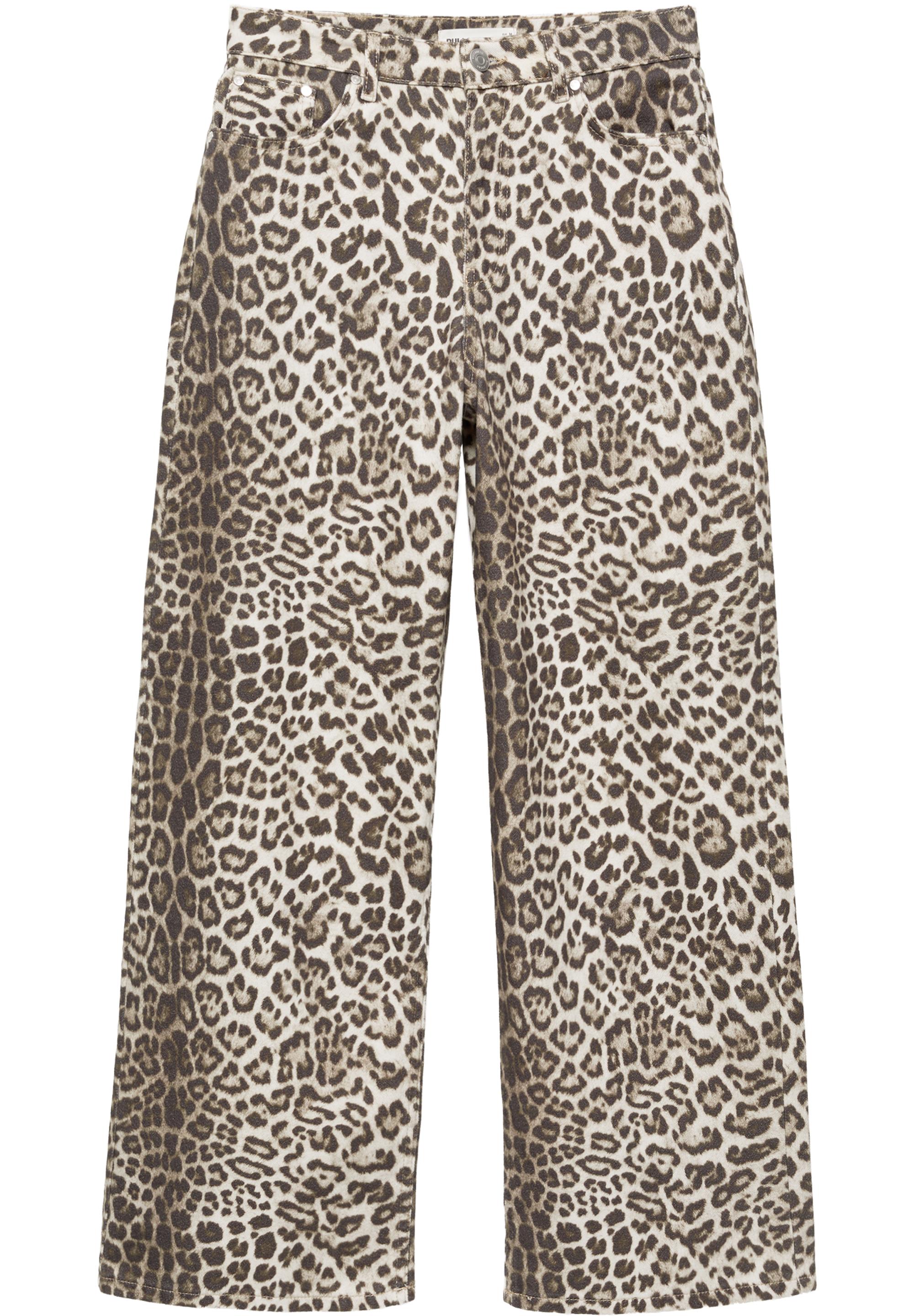 Leopard print baggy jeans — Brown