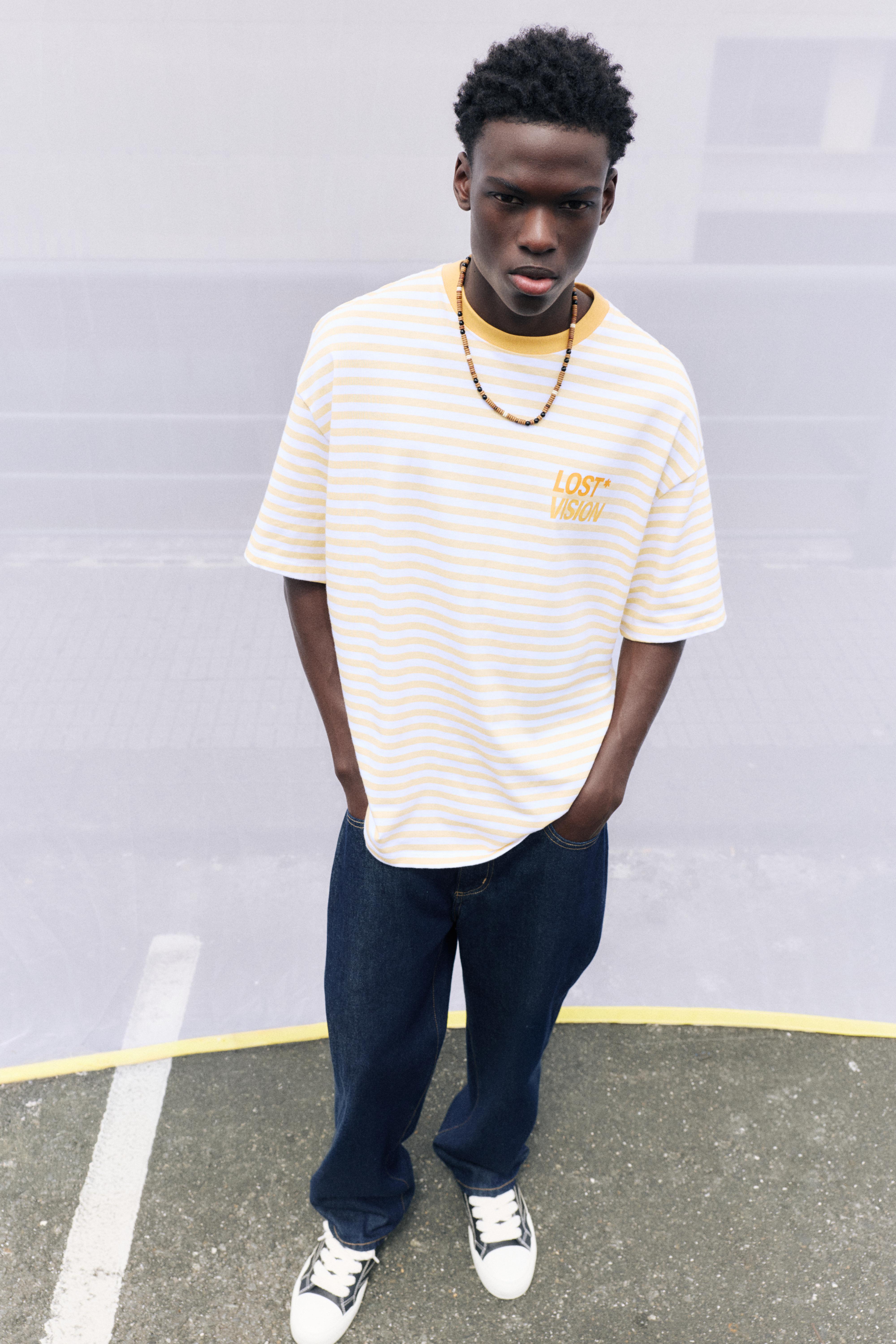 STWD boxy striped T-shirt — Yellow