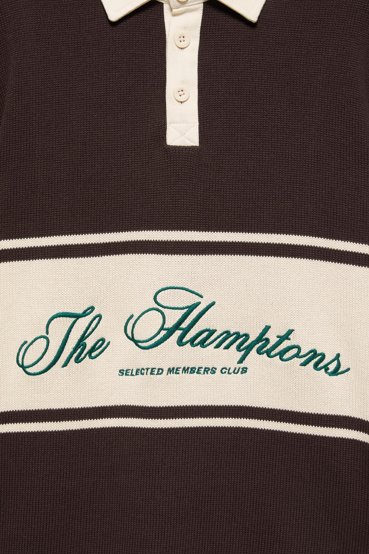 Long sleeve graphic polo shirt — Chocolate