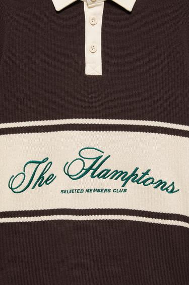 Long sleeve graphic polo shirt — Chocolate 7