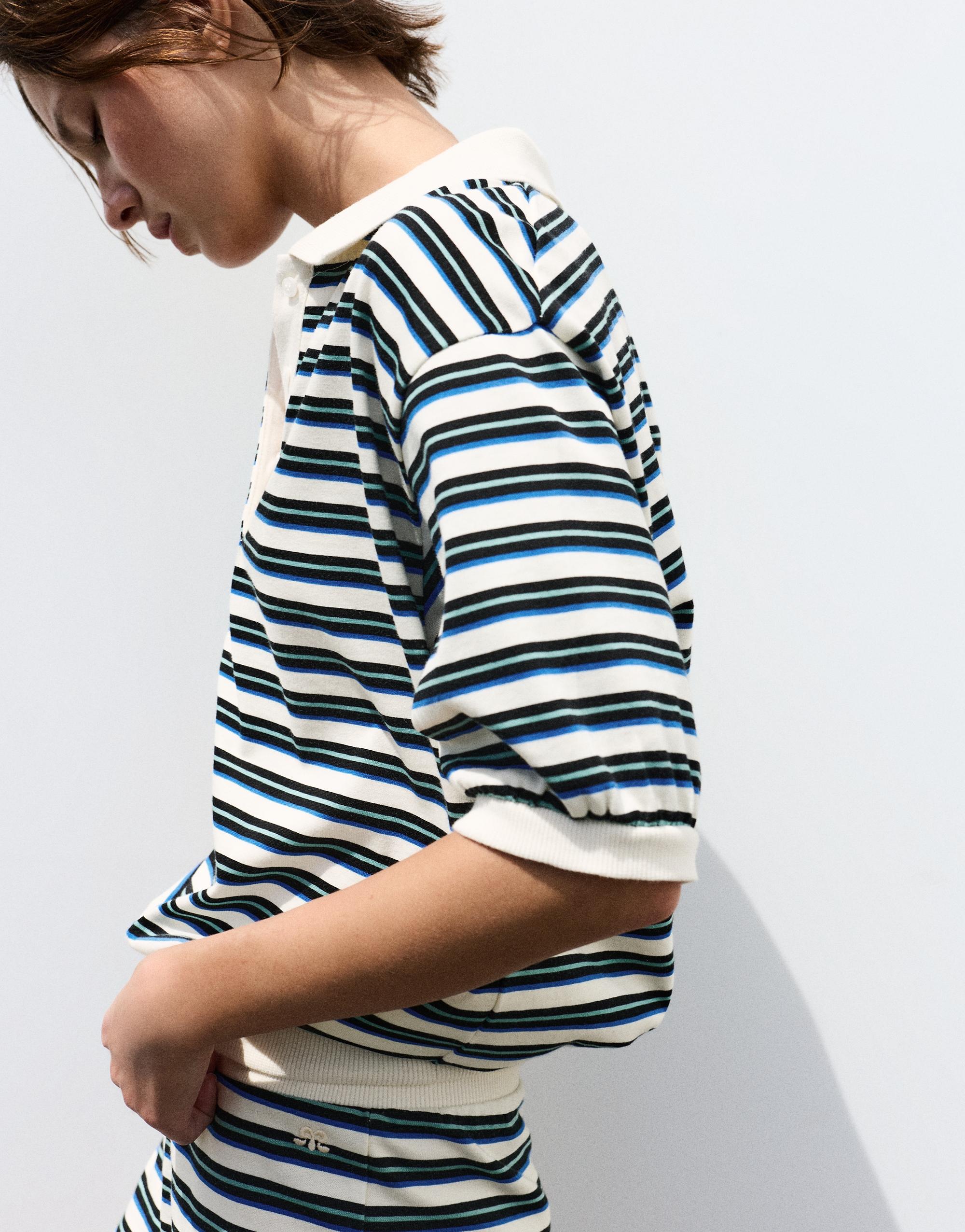 Striped polo shirt — Ecru