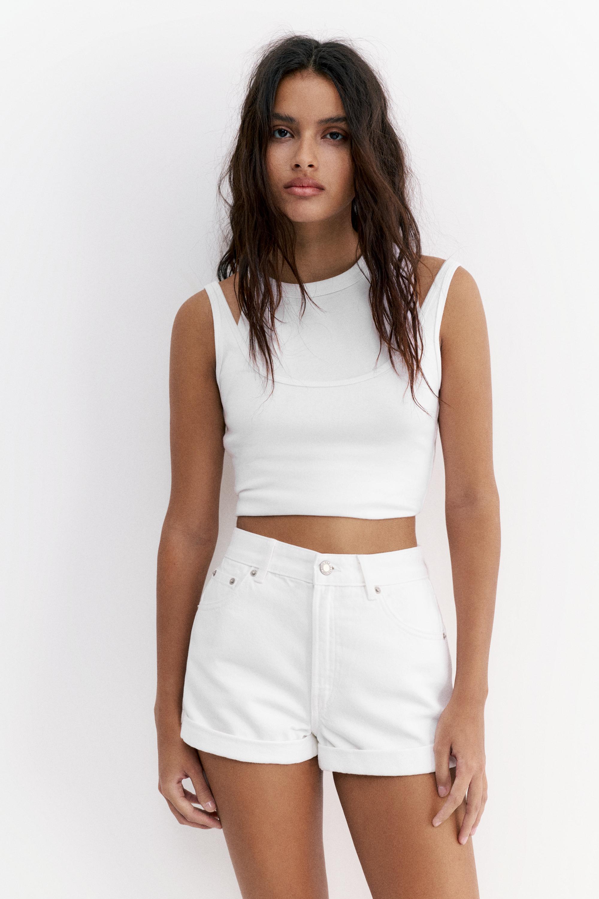 Mom fit paçası kıvrık denim şort - Görsel 118