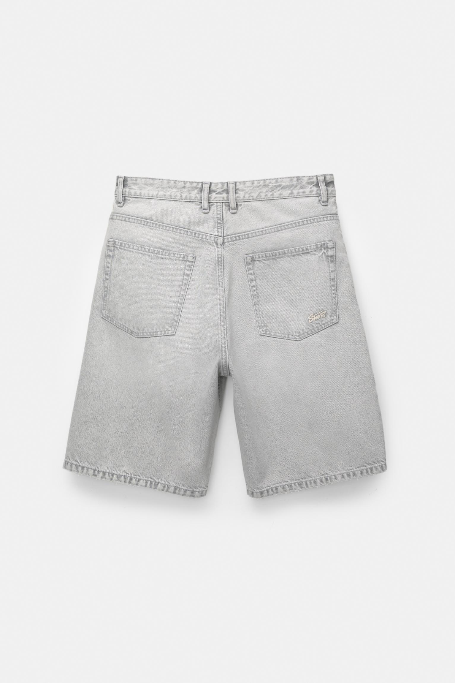 Baggy denim Bermuda shorts — Dark grey