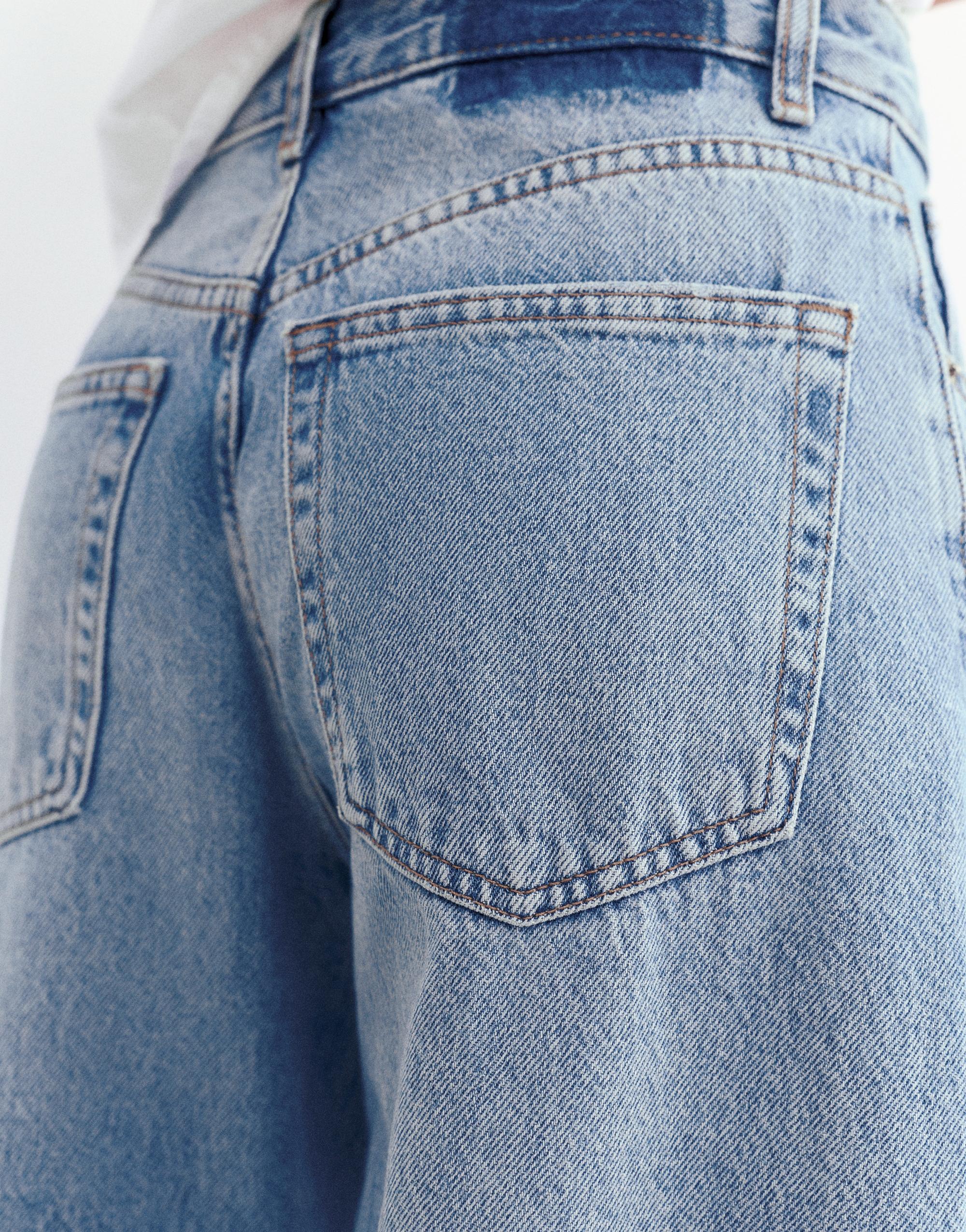 Wide-leg patchwork jeans — Medium blue