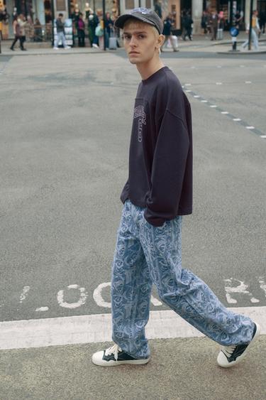 Printed baggy jeans — Medium blue 1