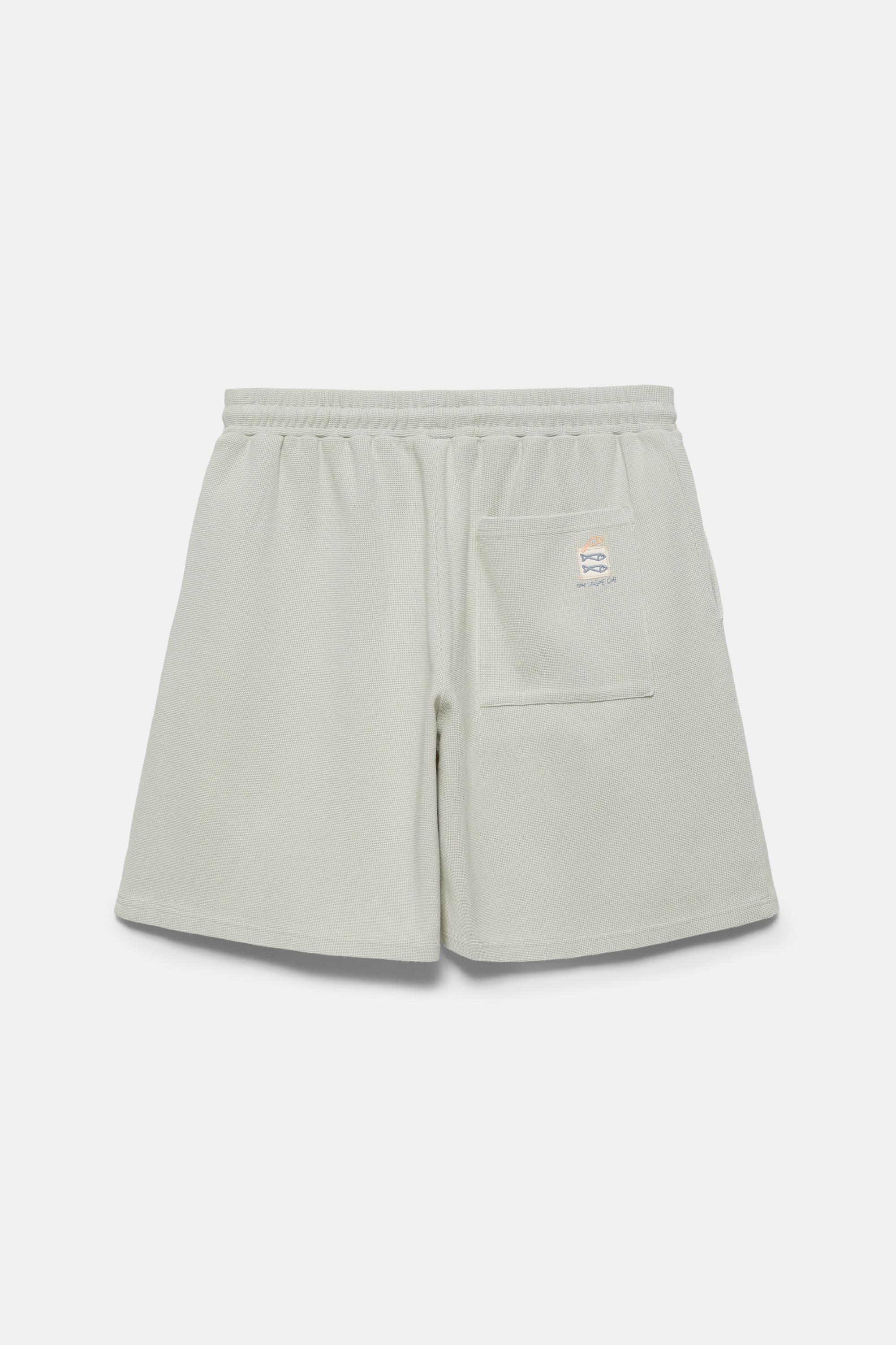 Waffle-knit jogger Bermuda shorts — Aquamarine