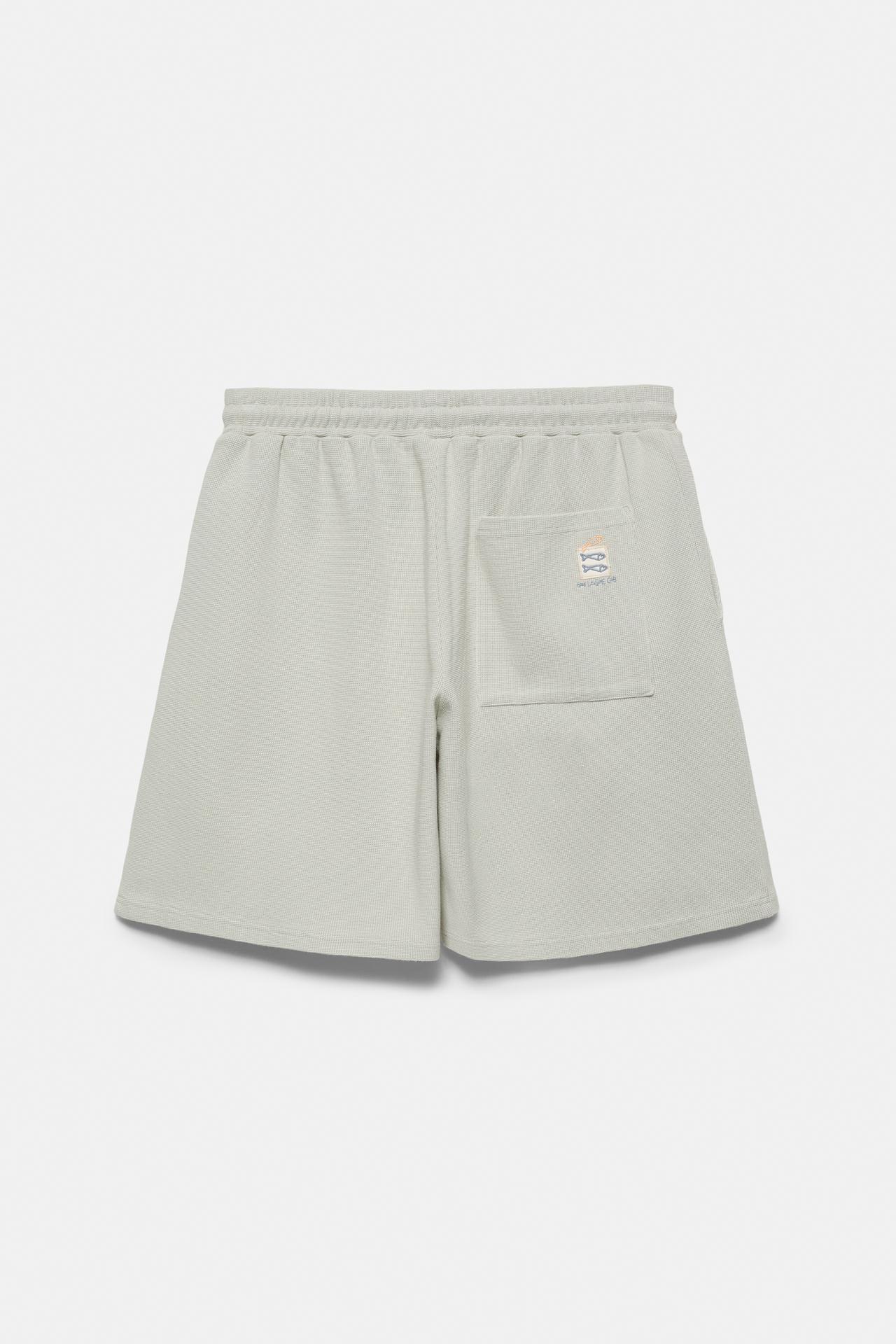 Waffle-knit jogger Bermuda shorts — Aquamarine