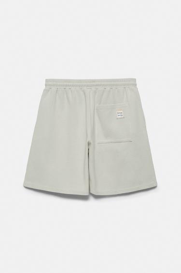 Waffle-knit jogger Bermuda shorts — Aquamarine 7