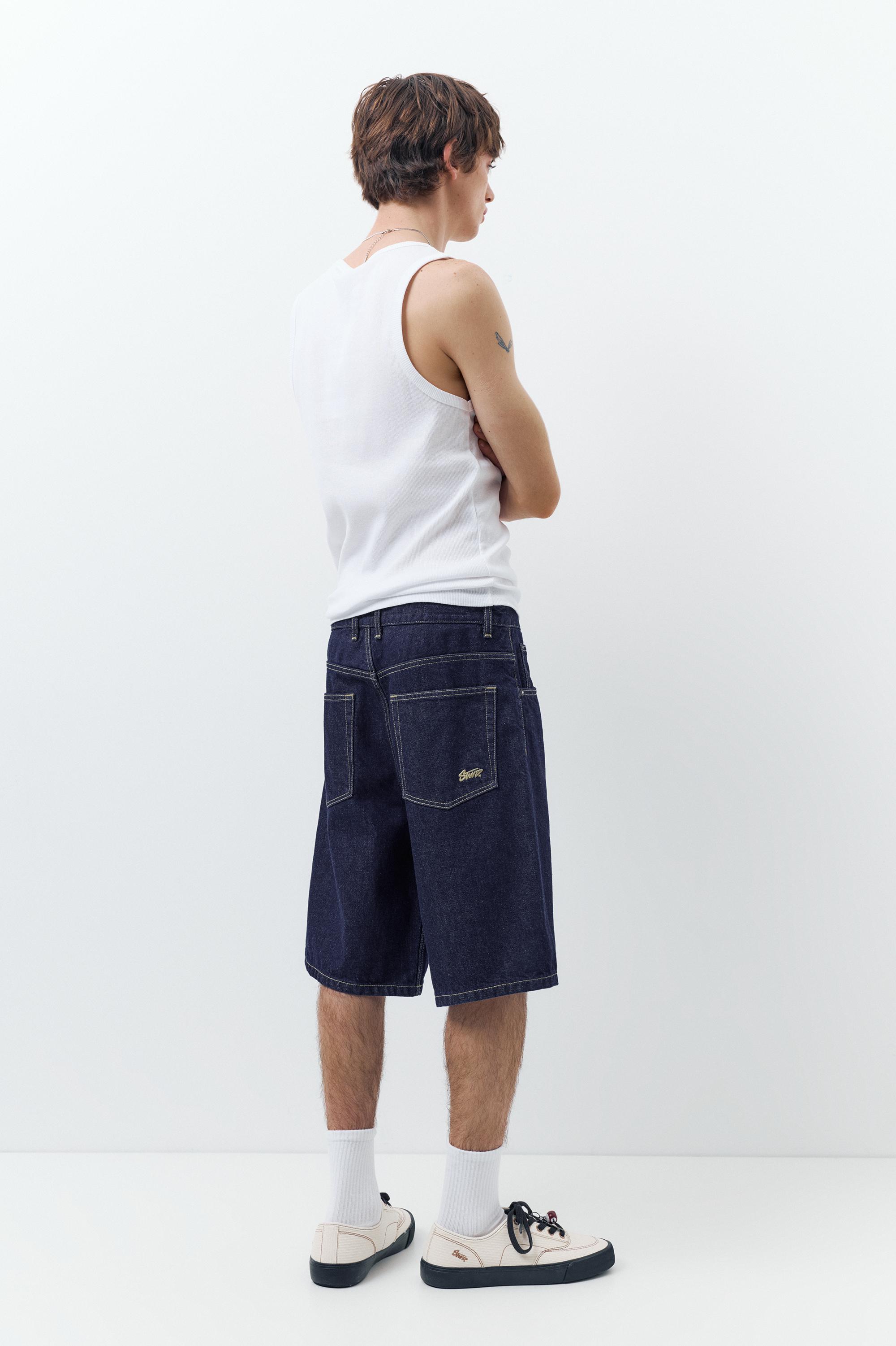 Baggy denim Bermuda shorts — Navy