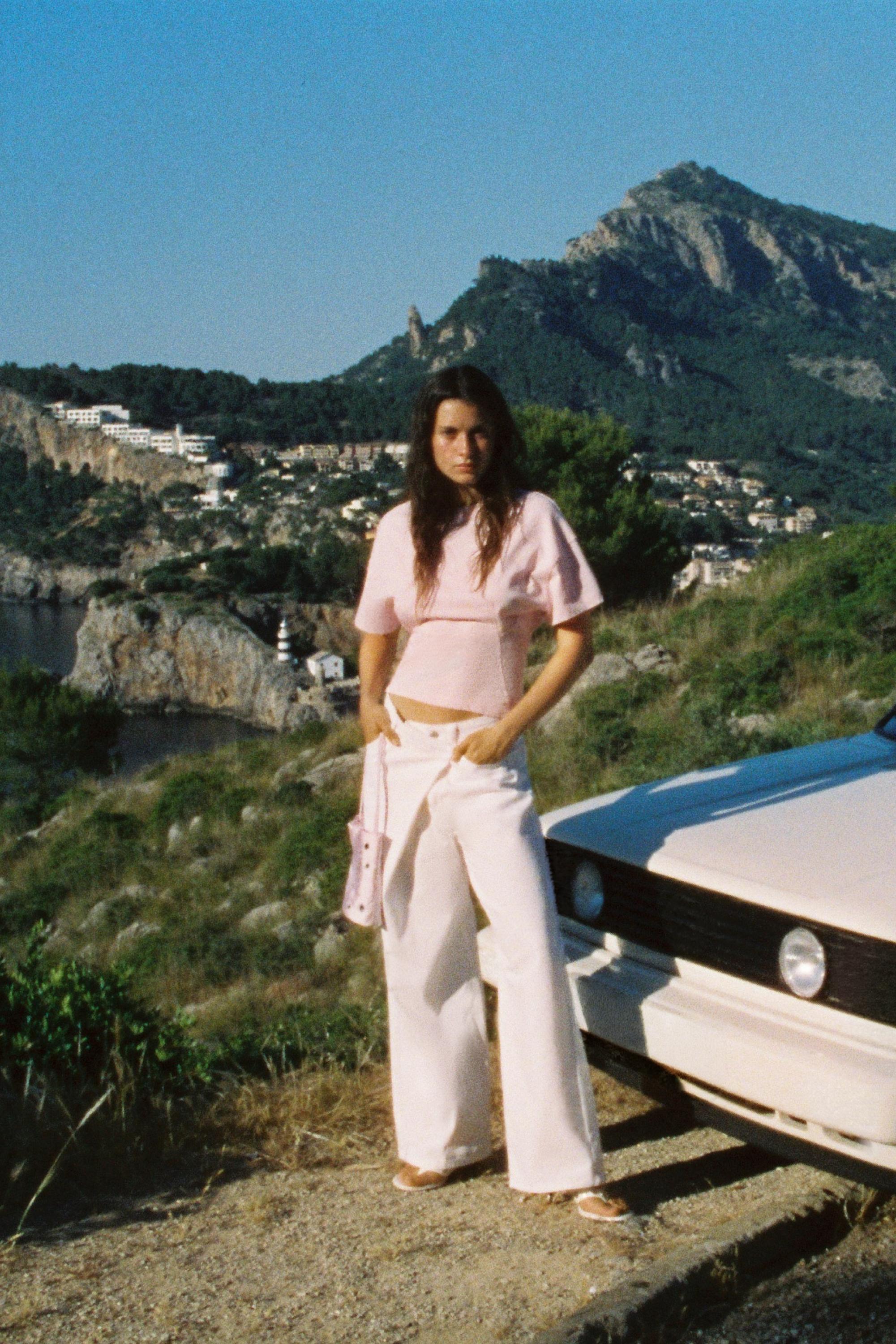 Panelled boxy-fit T-shirt — Pink