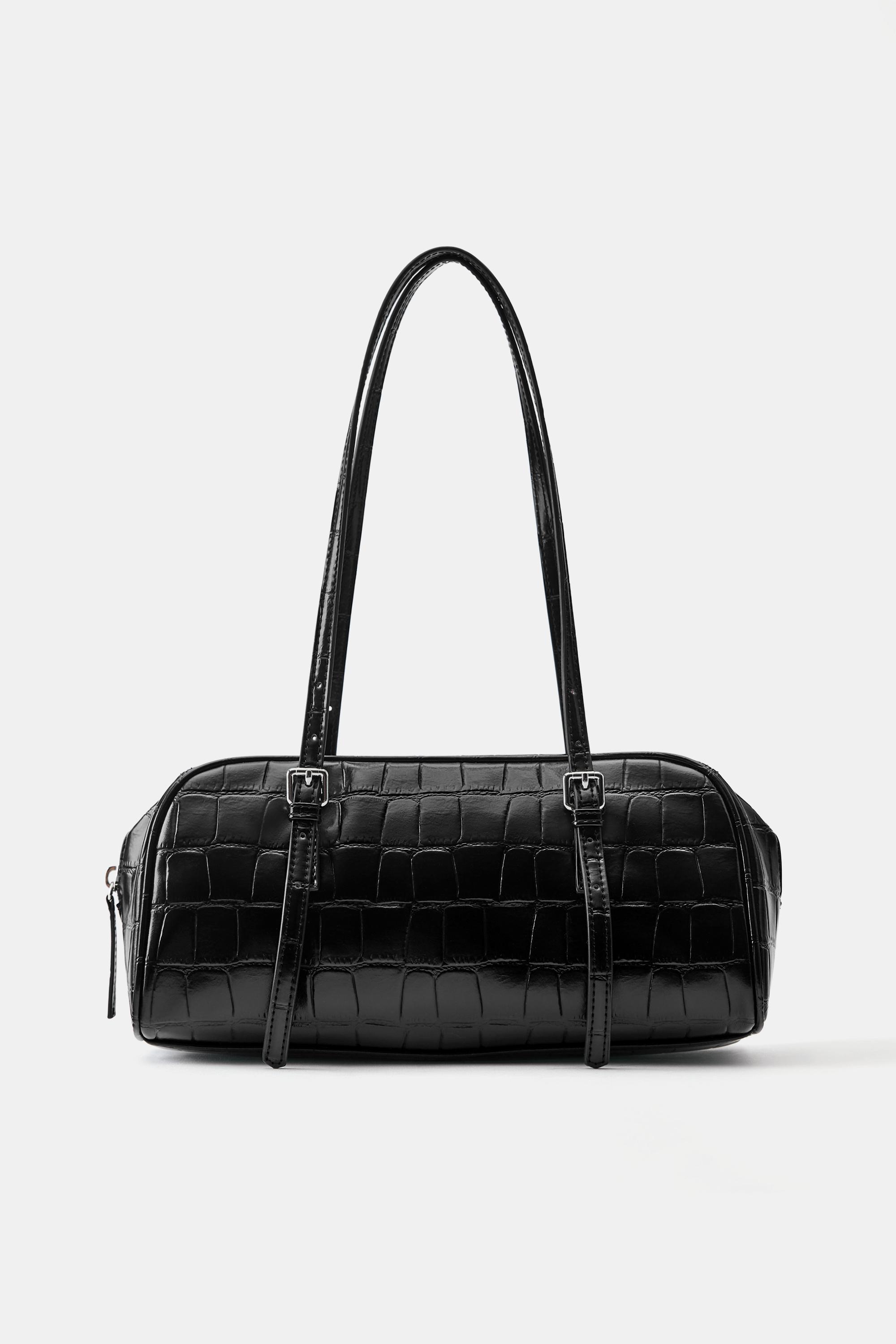 Textured shoulder bag — Black
