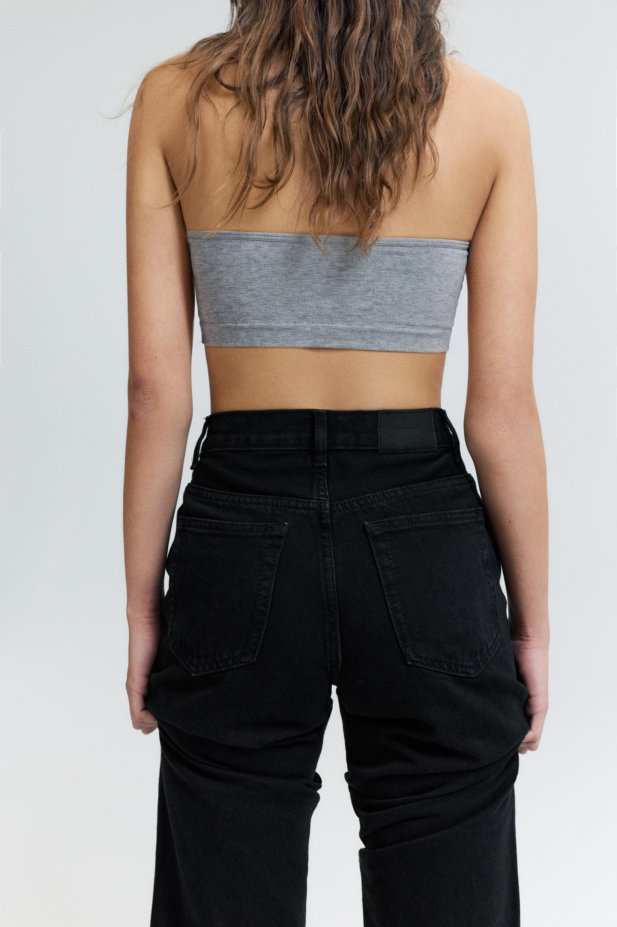 Straight-leg jeans with crossover waistband — Black