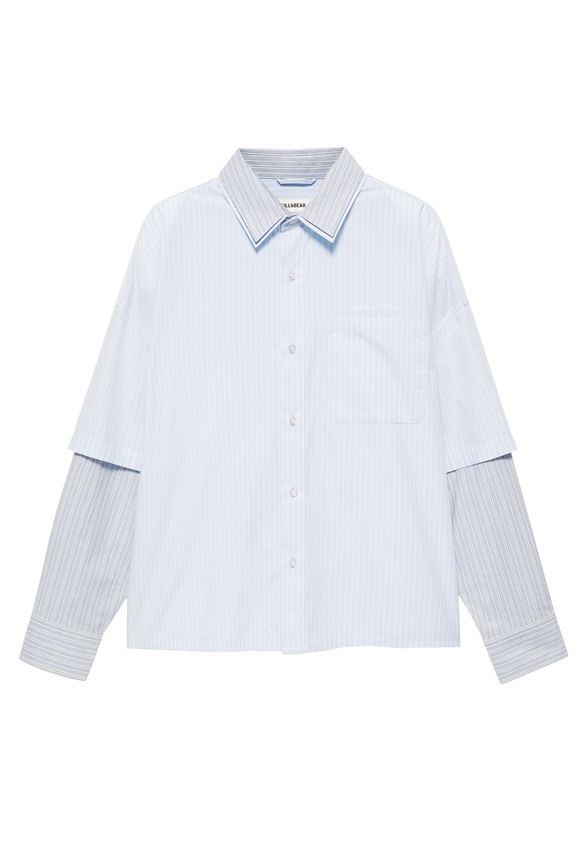 Double long sleeve striped shirt — Blue