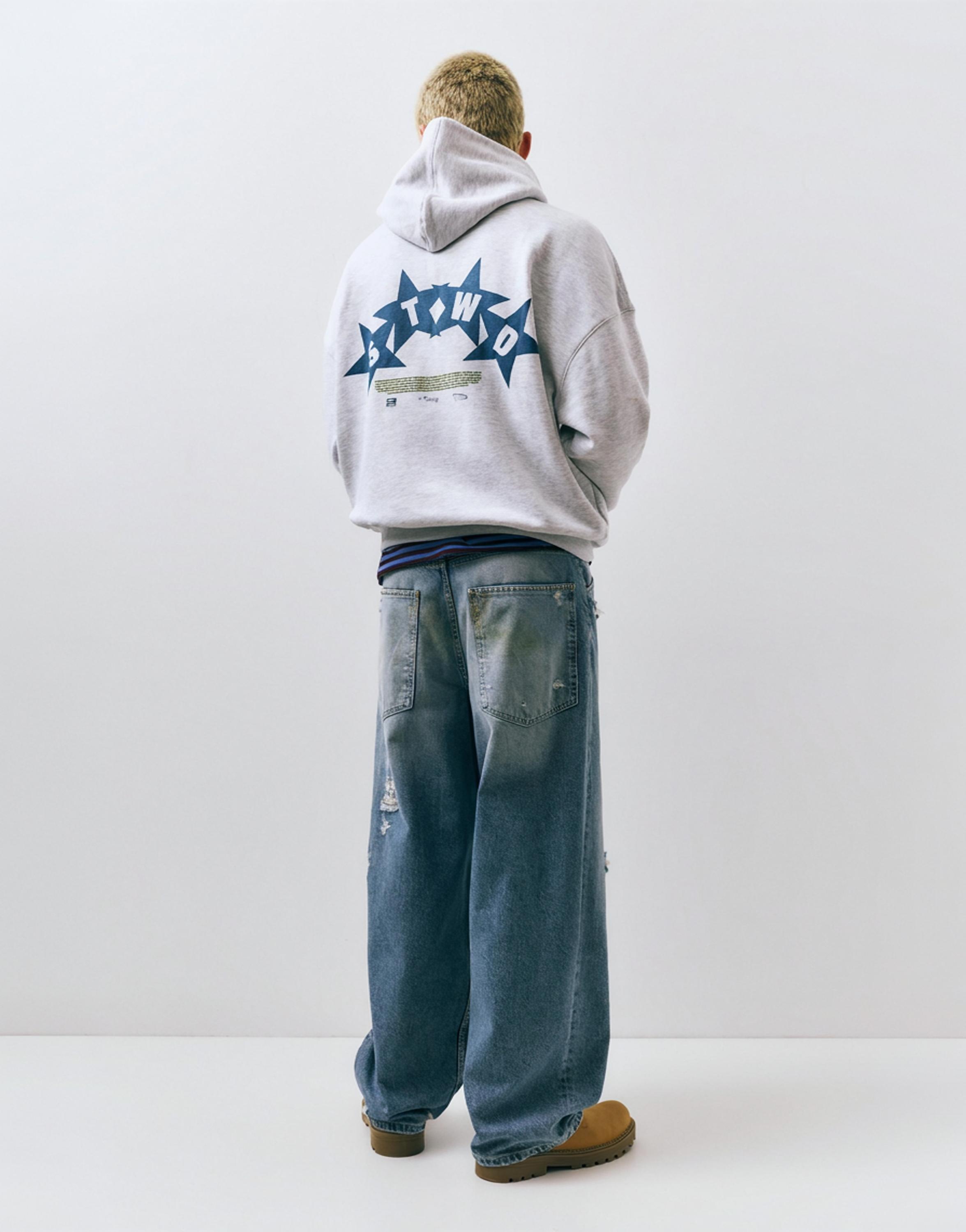 STWD boxy hoodie — Pale marl