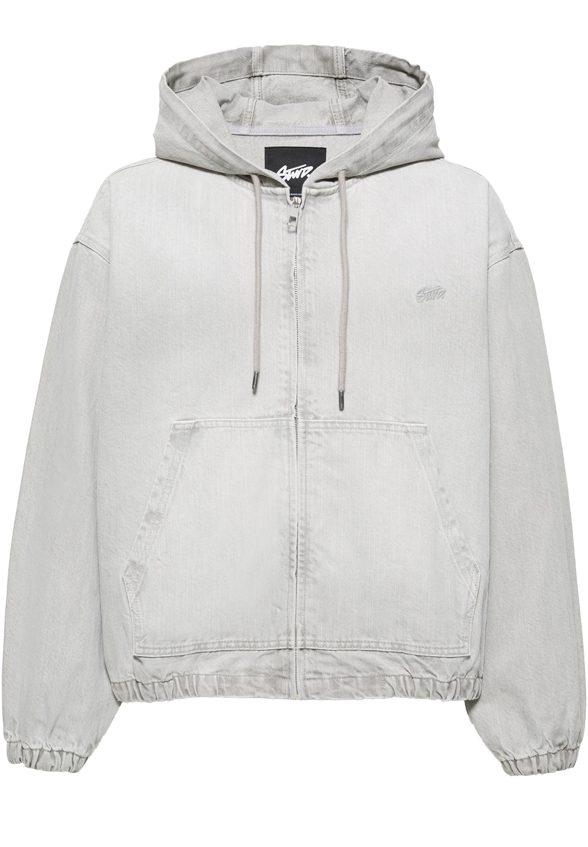 STWD zip-up hooded jacket — Pale grey (alternate view)
