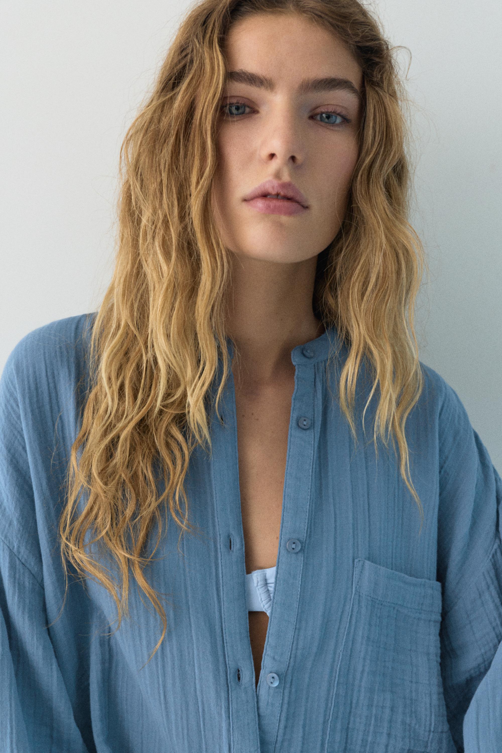 Hakim yaka Şile bezi gömlek - Görsel 31