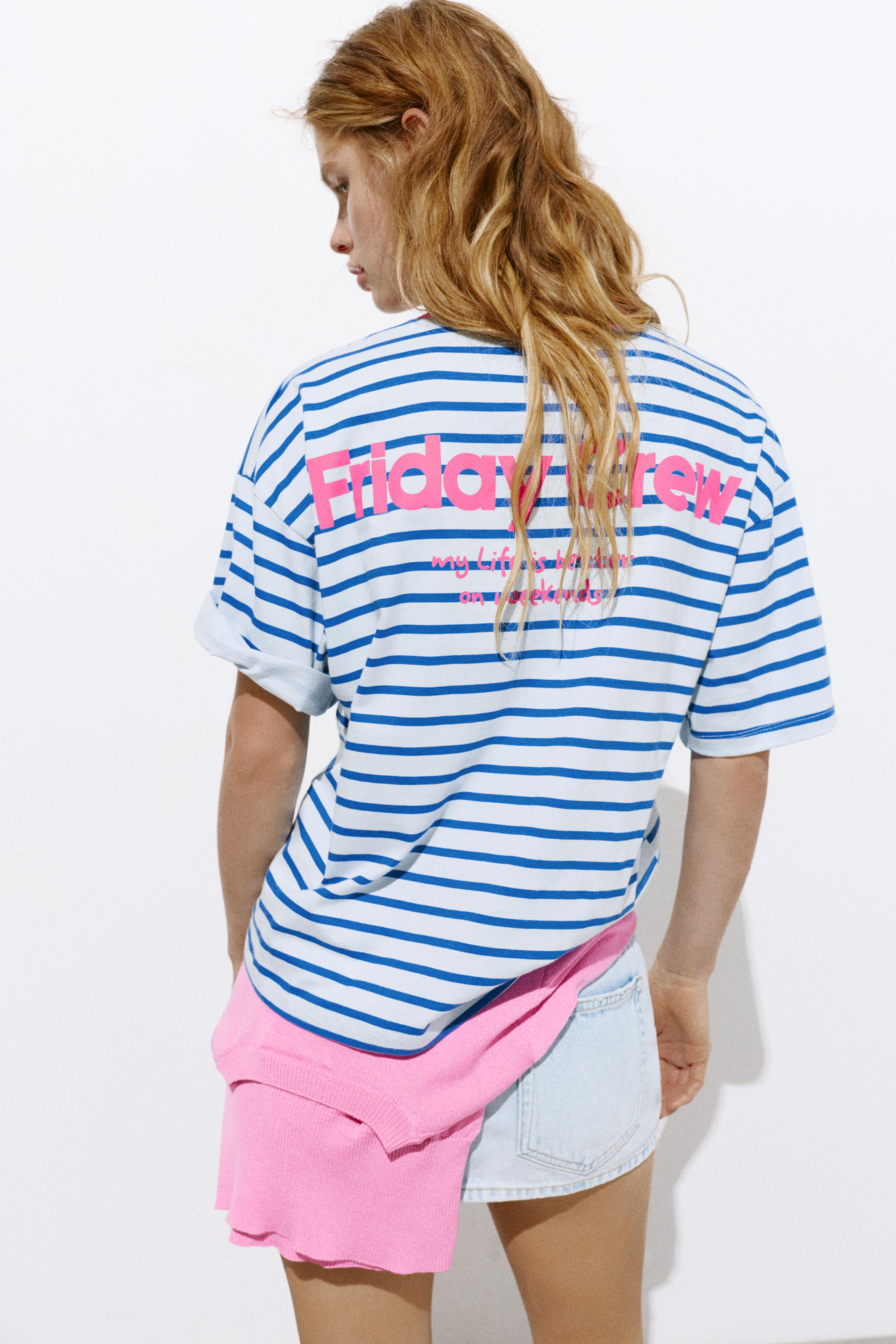 Striped short sleeve T-shirt — Deep blue