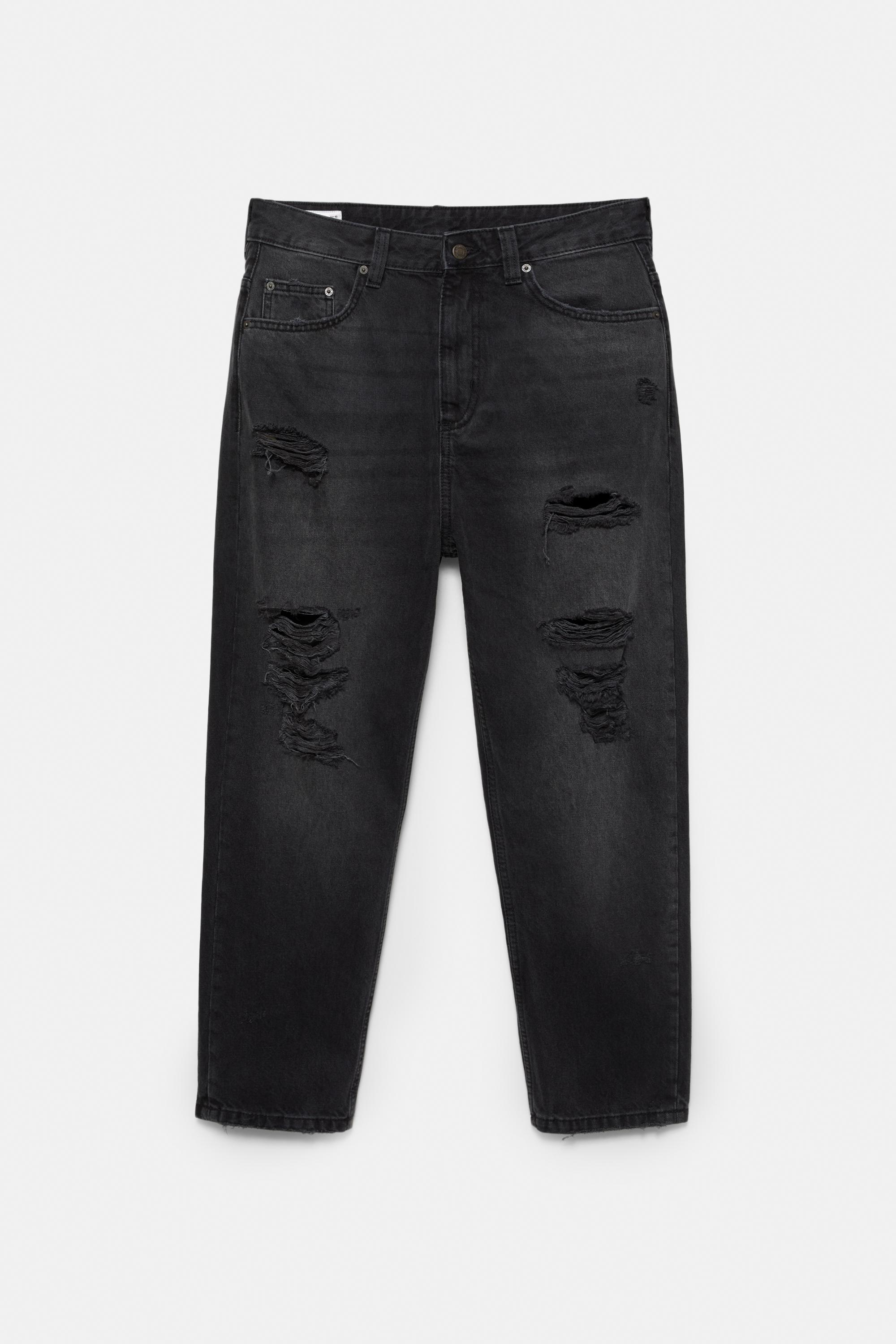 Relaxed fit ripped jeans — Faded black