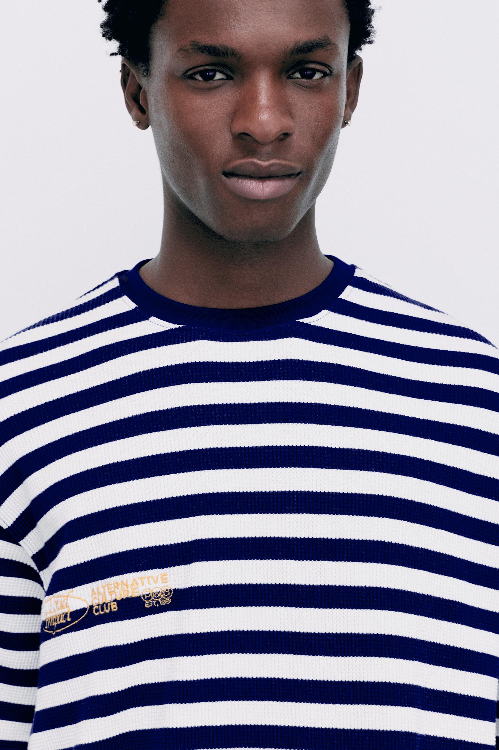 Regular fit striped T-shirt — Blue/White