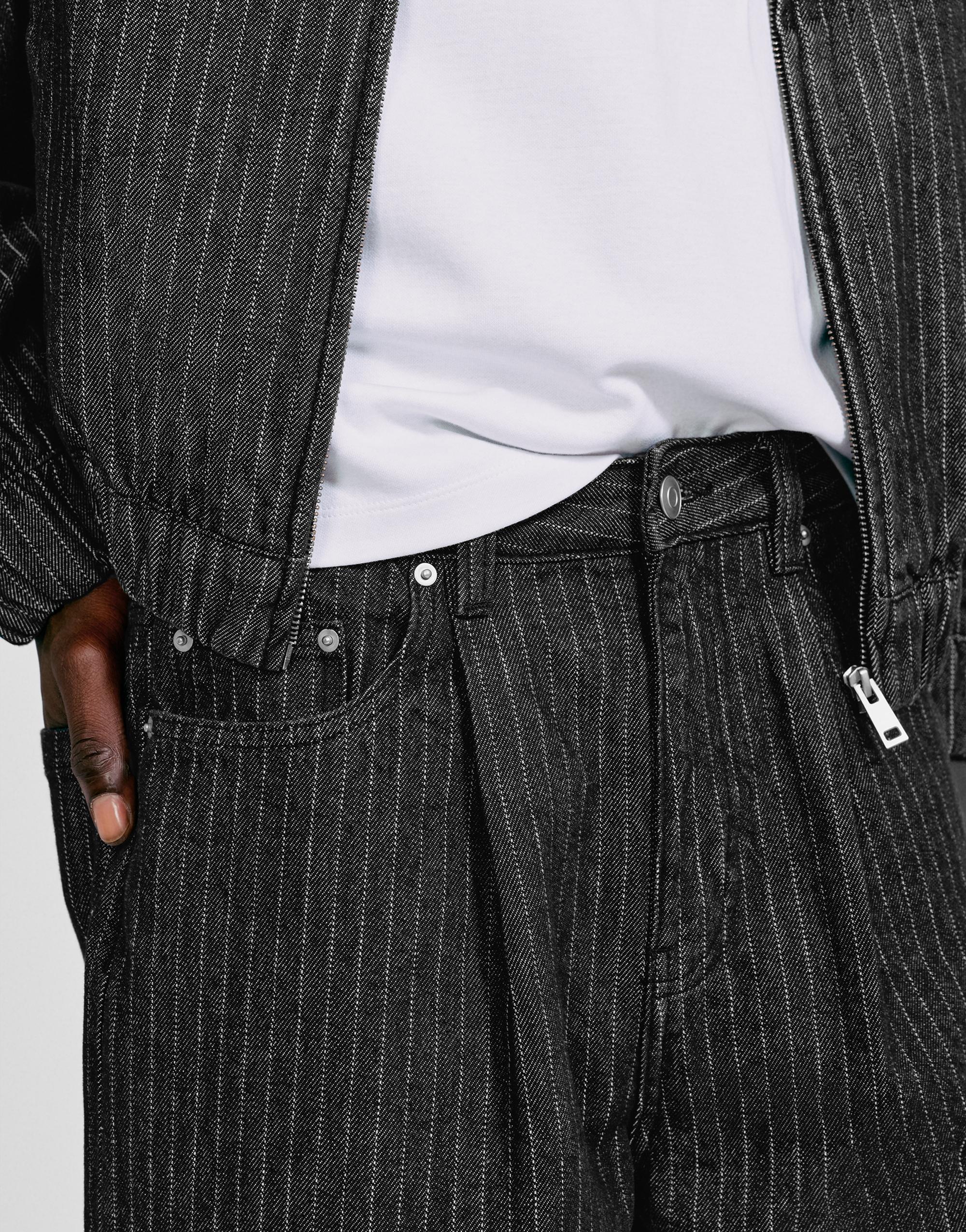 Pinstripe skater denim Bermuda shorts — Black