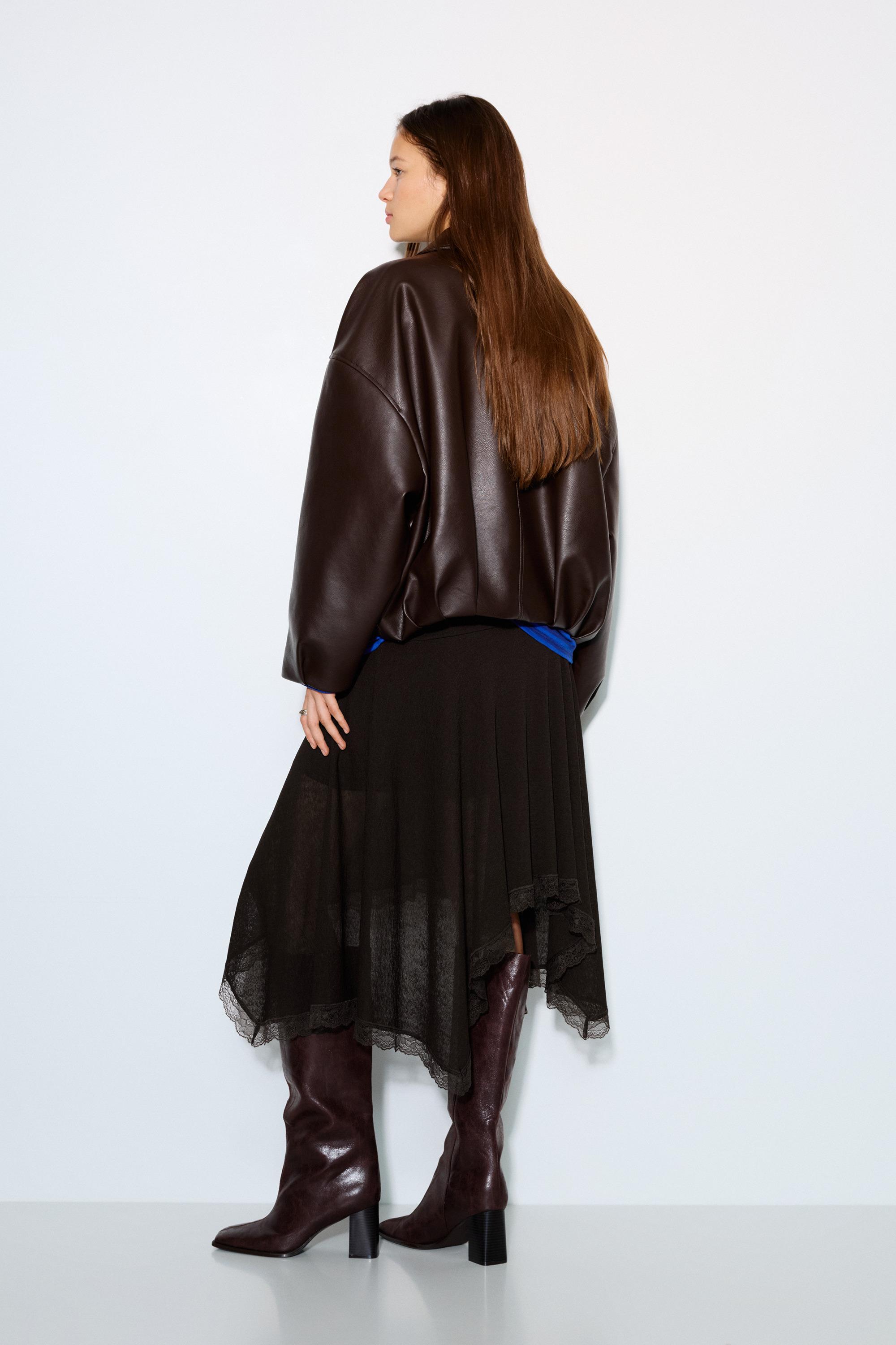 Asimetrik dantelli midi etek - Görsel 27