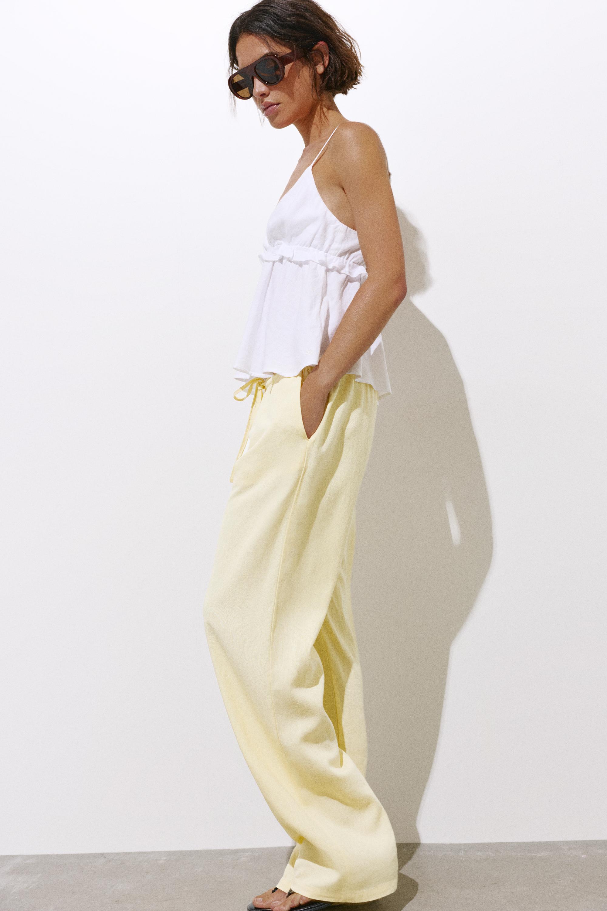 Pantaloni Fluidi Con Lino