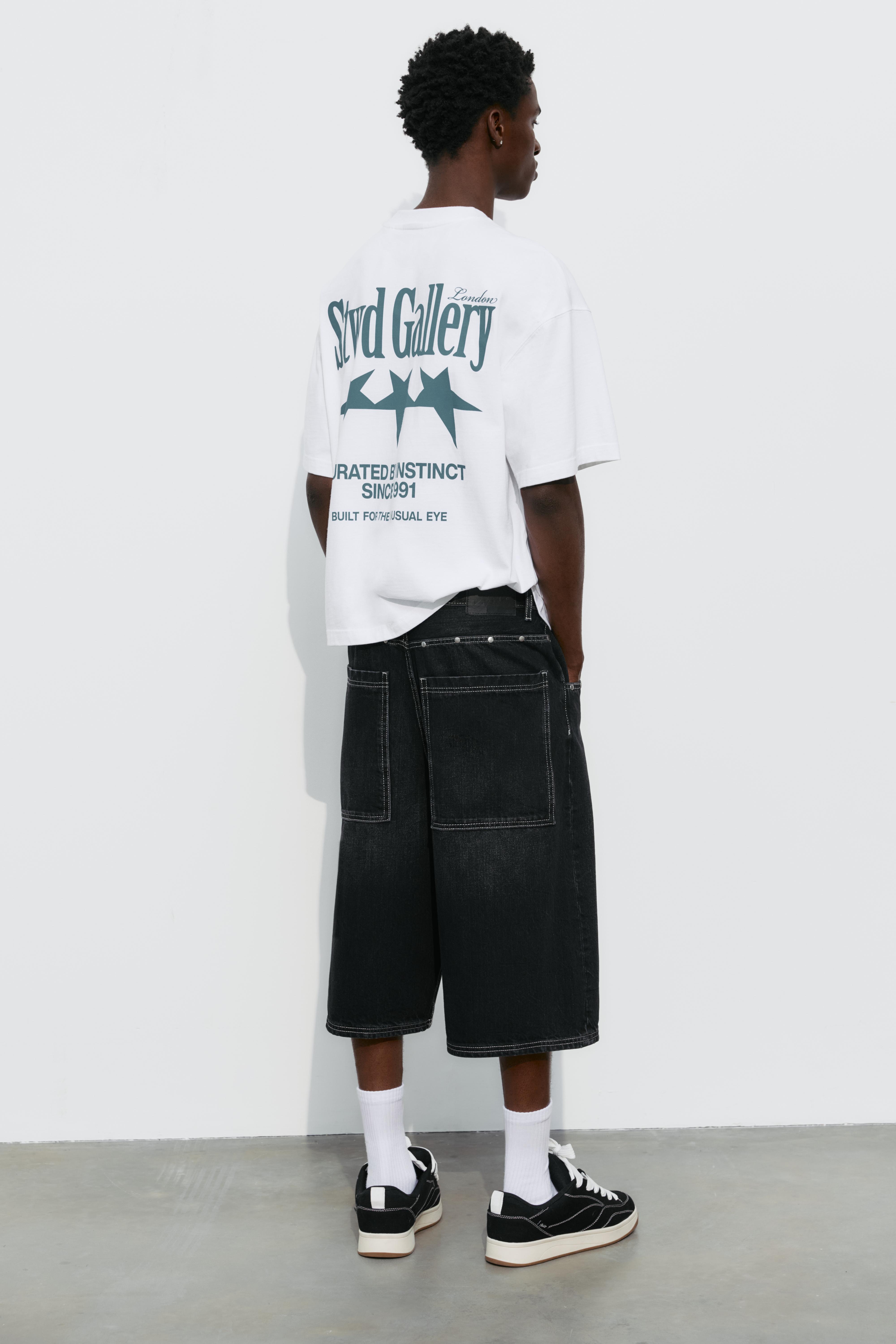 STWD studded jorts — Faded black