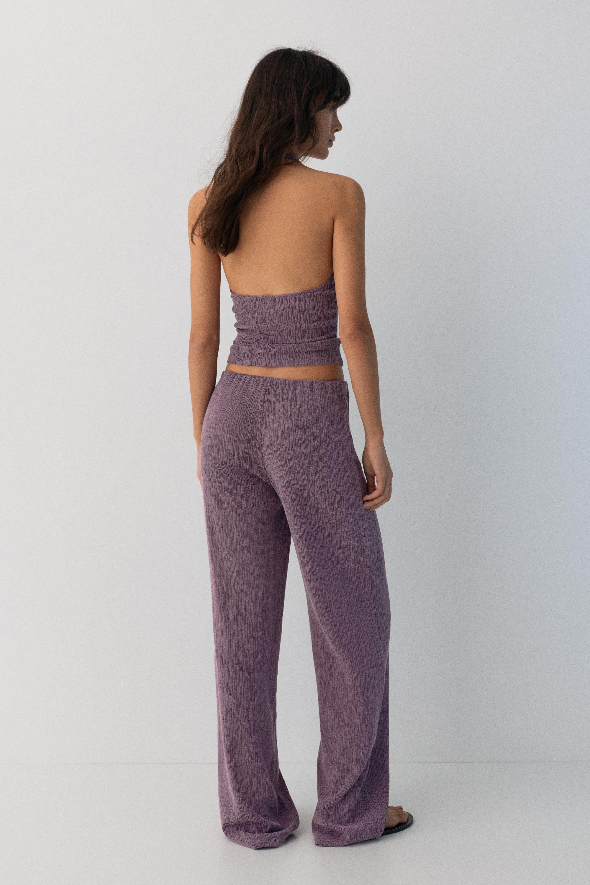 Crepe straight-leg trousers — Lavender