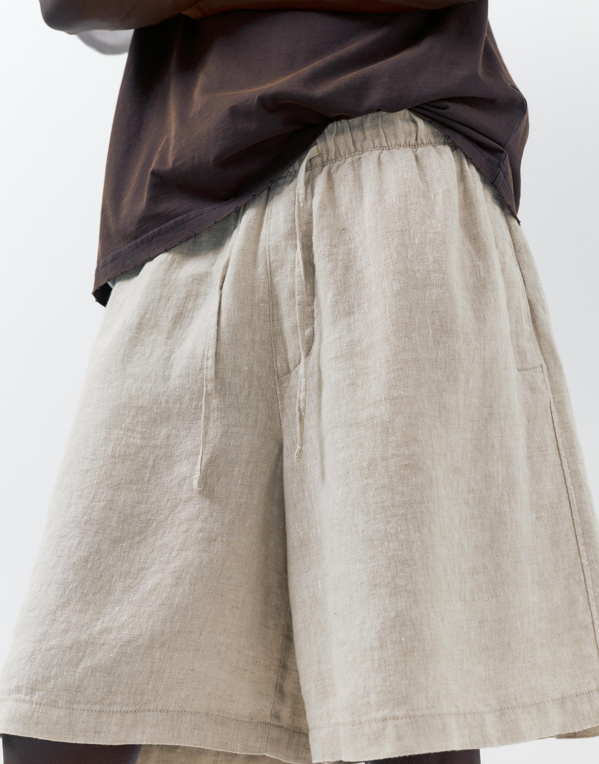 100% linen Bermuda sweat shorts — Beige