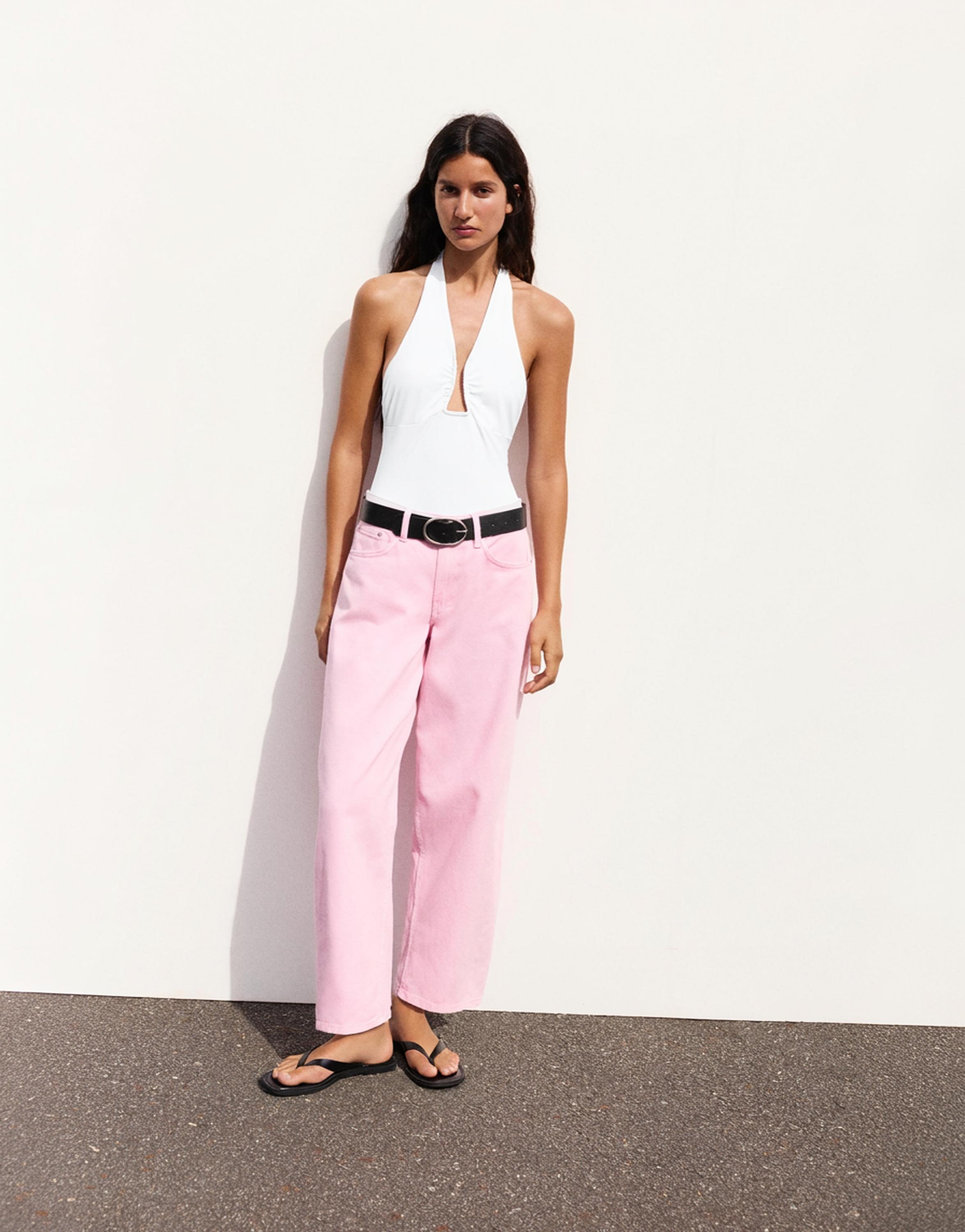 Gathered halterneck bodysuit — White