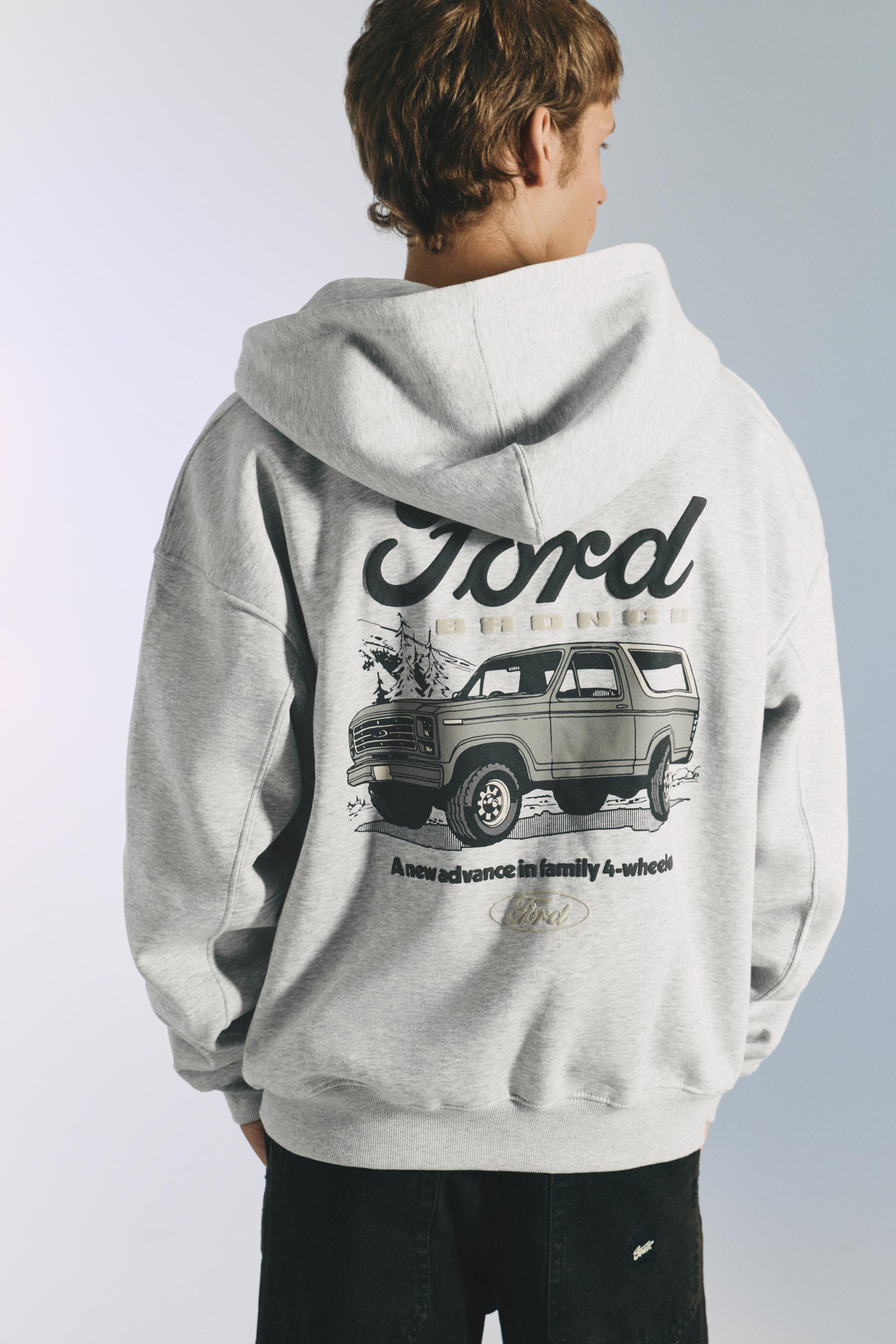 Fermuarlı kapüşonlu Ford sweatshirt