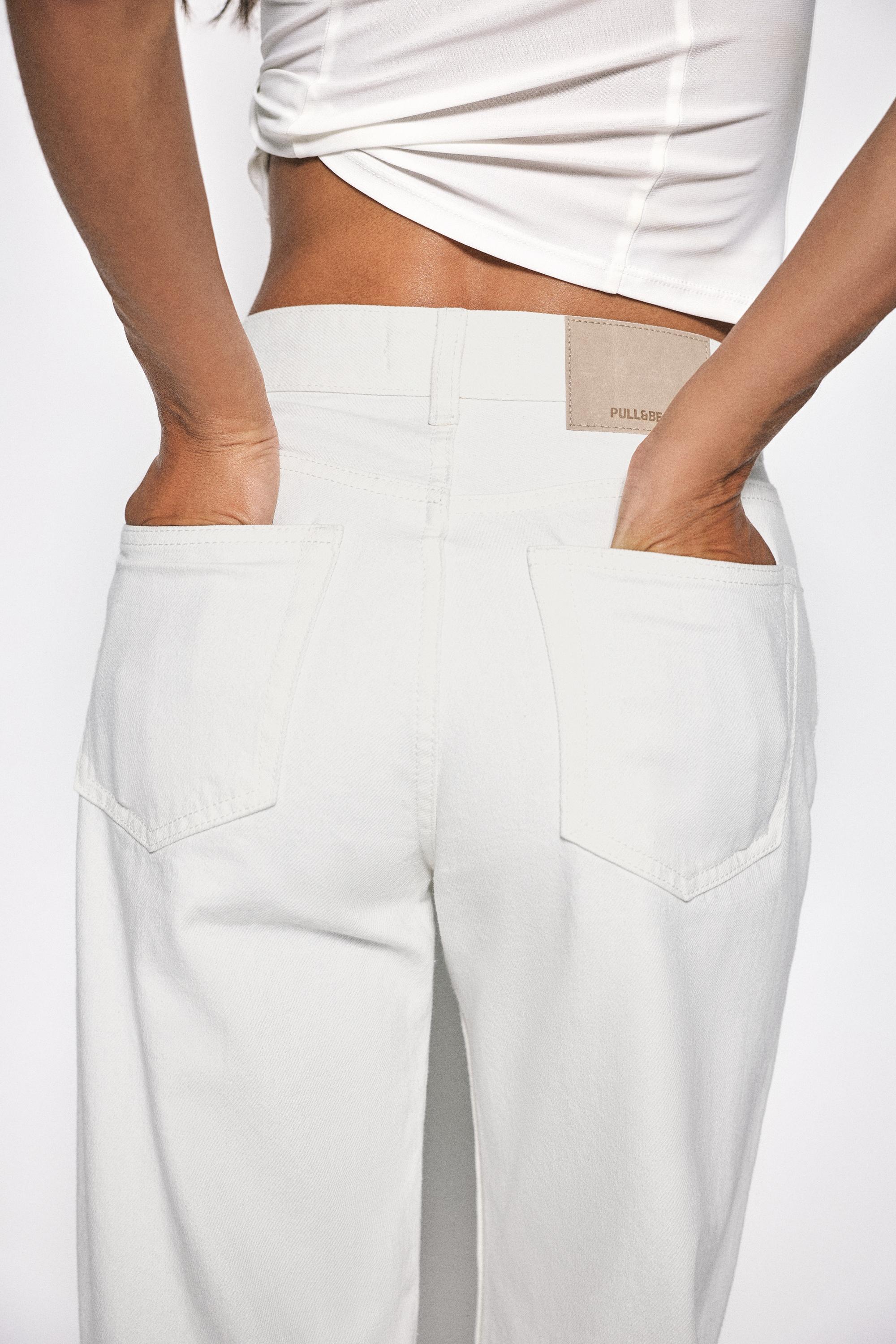 High-waist wide straight-leg jeans — White-t
