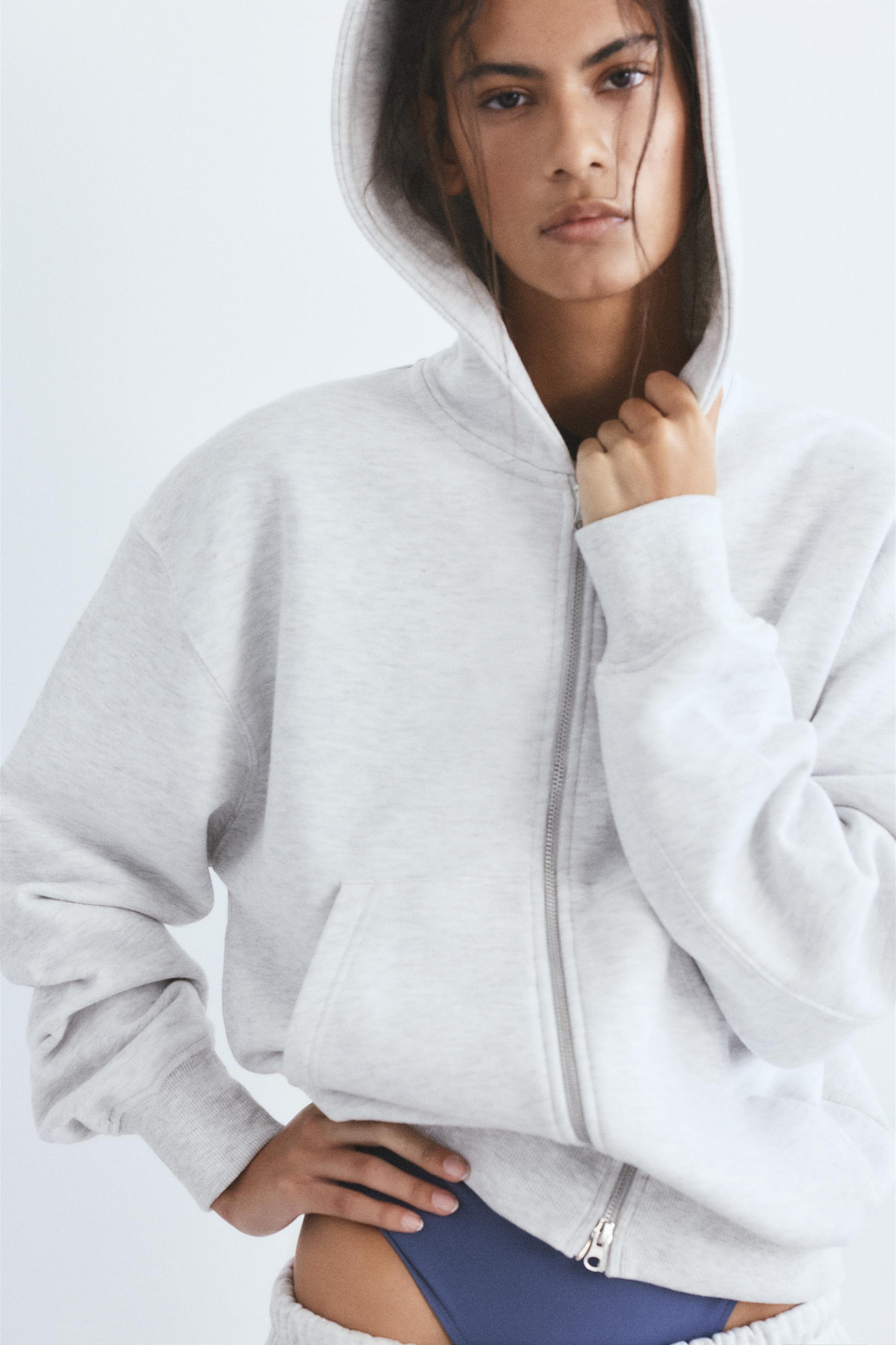Hoodie with zipper — Grey marl