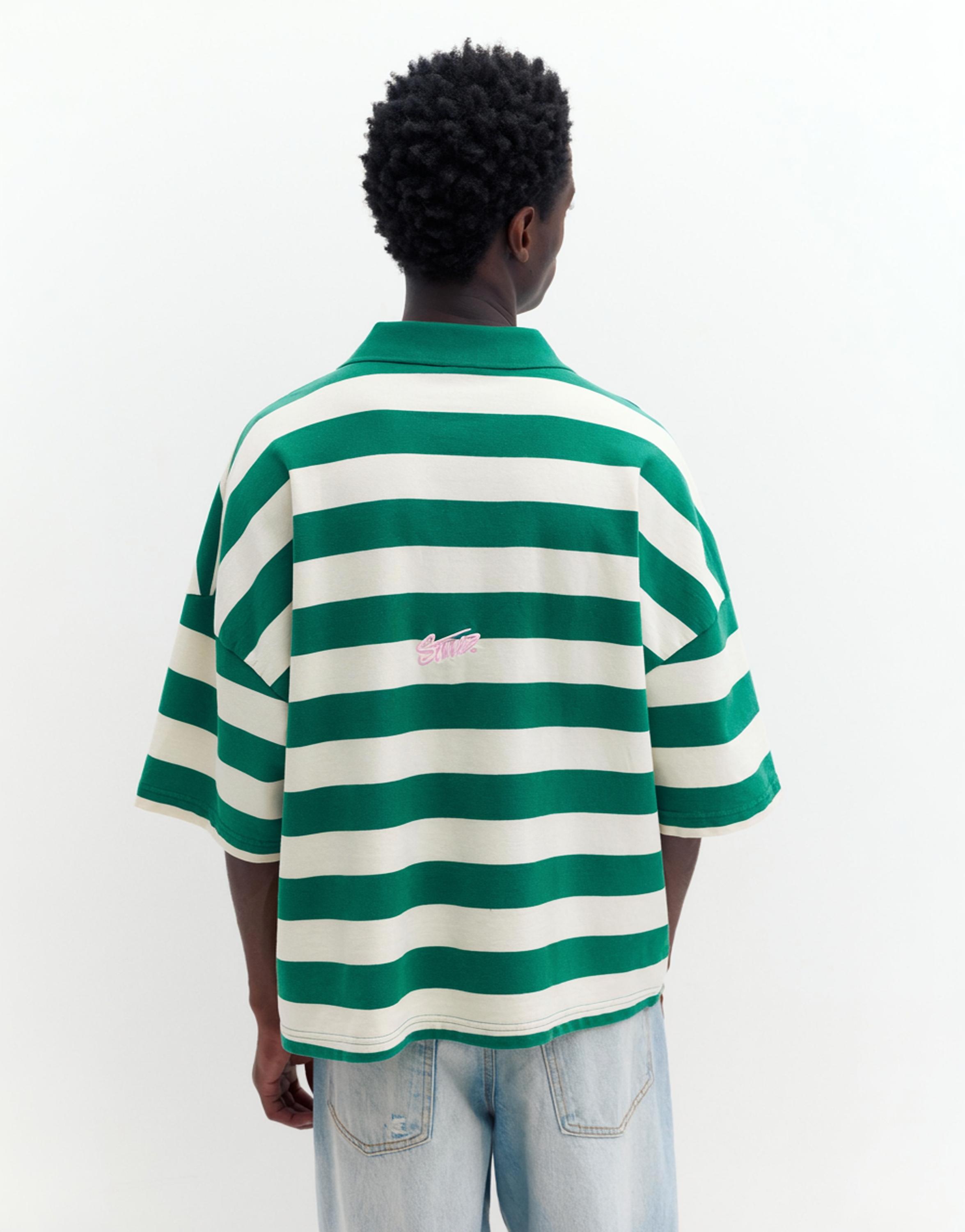 Çizgili boxy polo t-shirt - Görsel 11